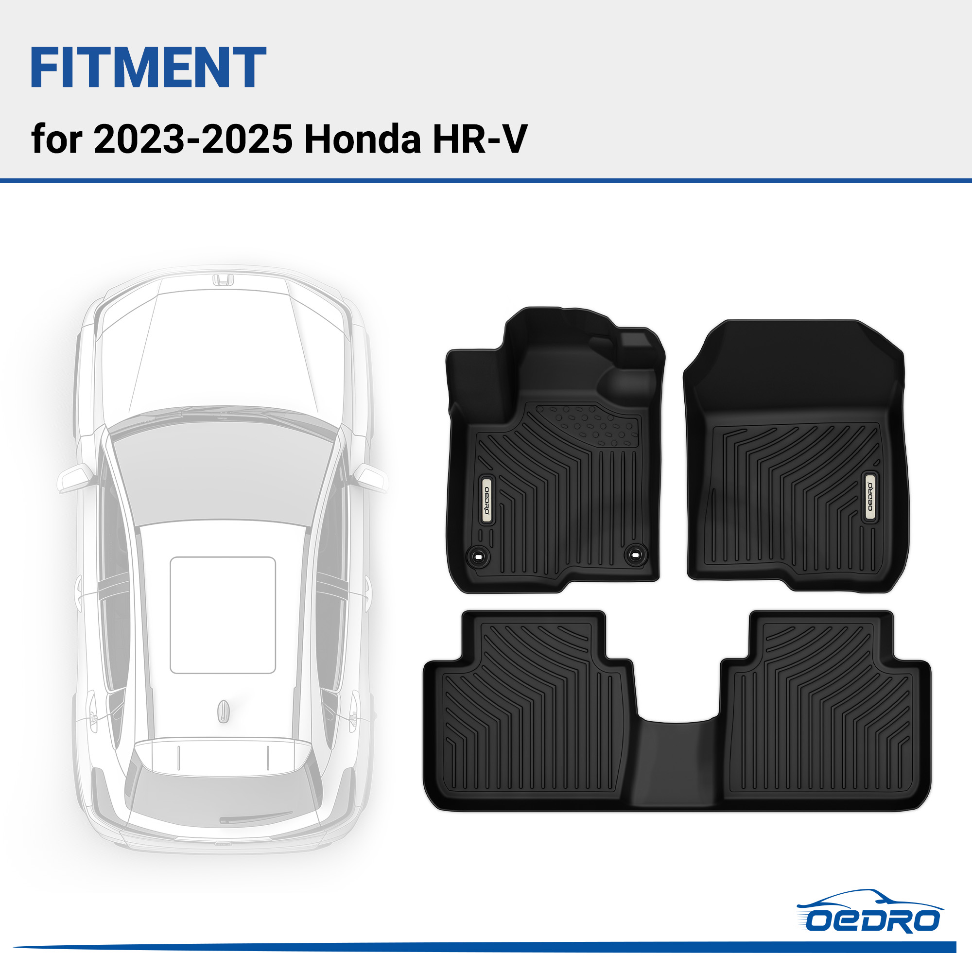 Side view of OEDRO Custom Fit All-Weather Floor Mats for 2023-2025 Honda HR-V | Durable & Waterproof Car Floor Mats for Full Protection