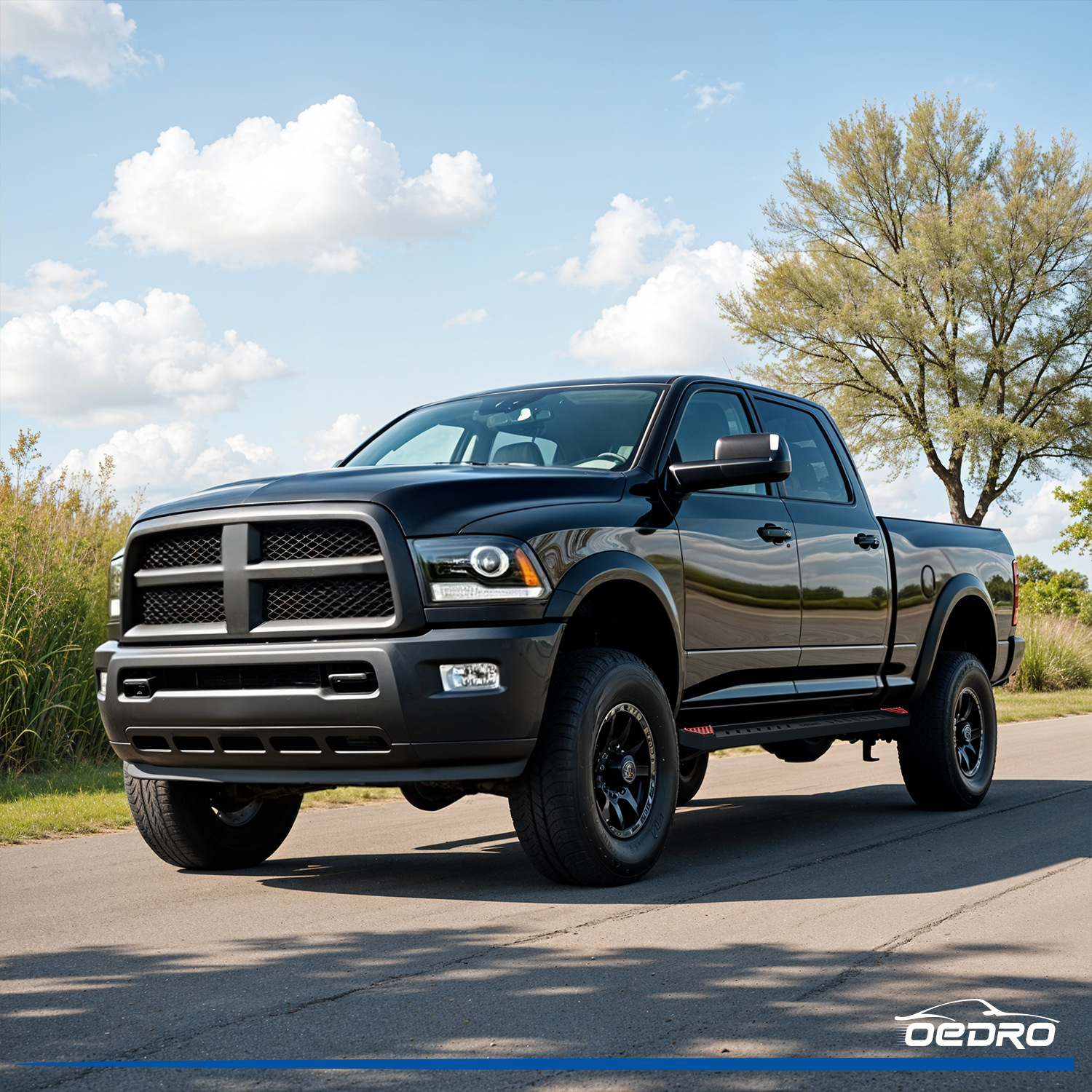 Side view of OEDRO® Running Boards for 2009-2018 Dodge Ram 1500 Crew Cab, 2010-2024 Ram 2500/3500, 2019-2024 Dodge Ram 1500 Classic Crew Cab(Excl. 2019-2023 New Bo