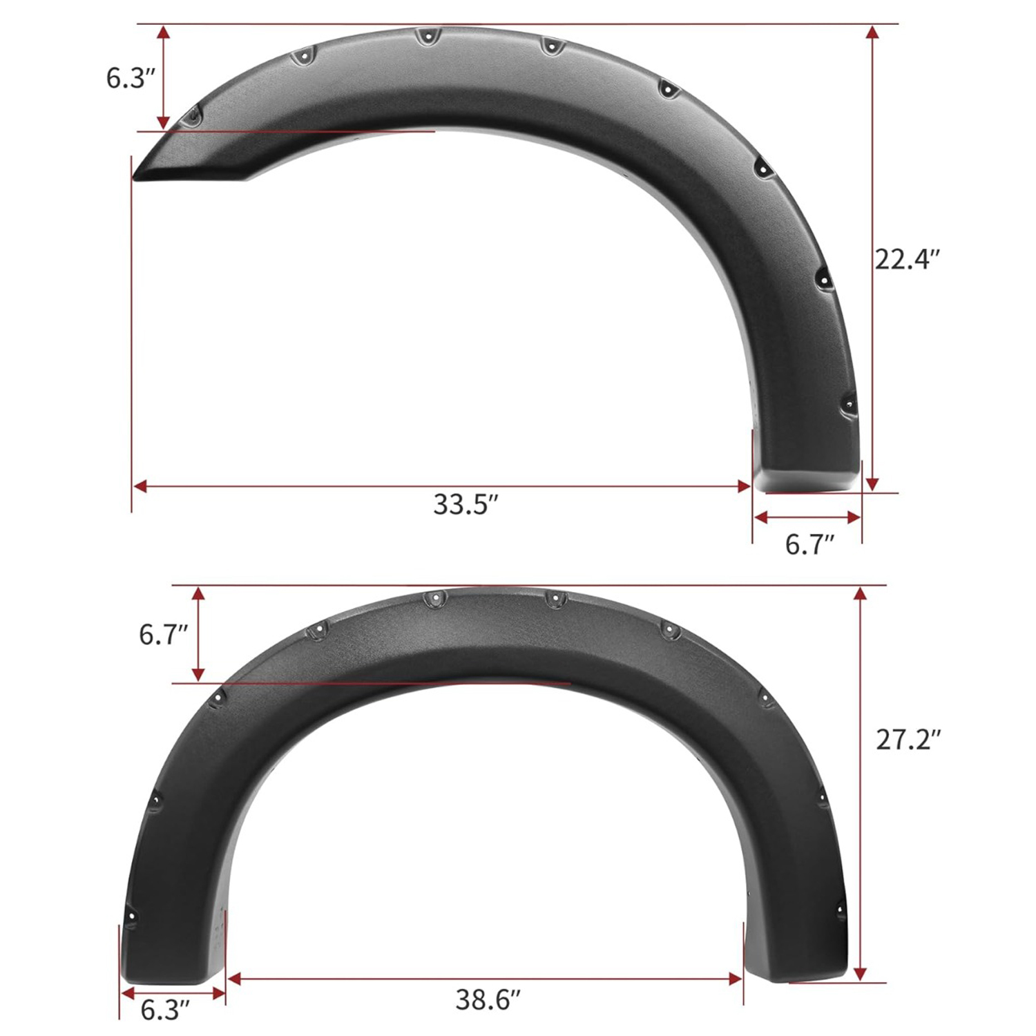 Side view of YITAMOTOR® 1999-2007 Ford F-250 F-350 Super Duty Pocket Rivet Style Fender Flares-4 Piece