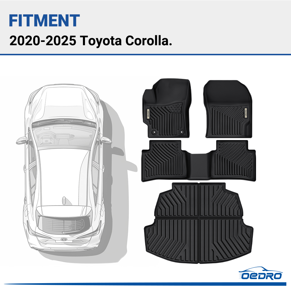 Side view of OEDRO Floor Mats & Cargo Liner Full Set Compatible with Toyota Corolla 2025-2020 | All-Weather TPE Custom Fit | High Durability, Non-Slip Design for 1