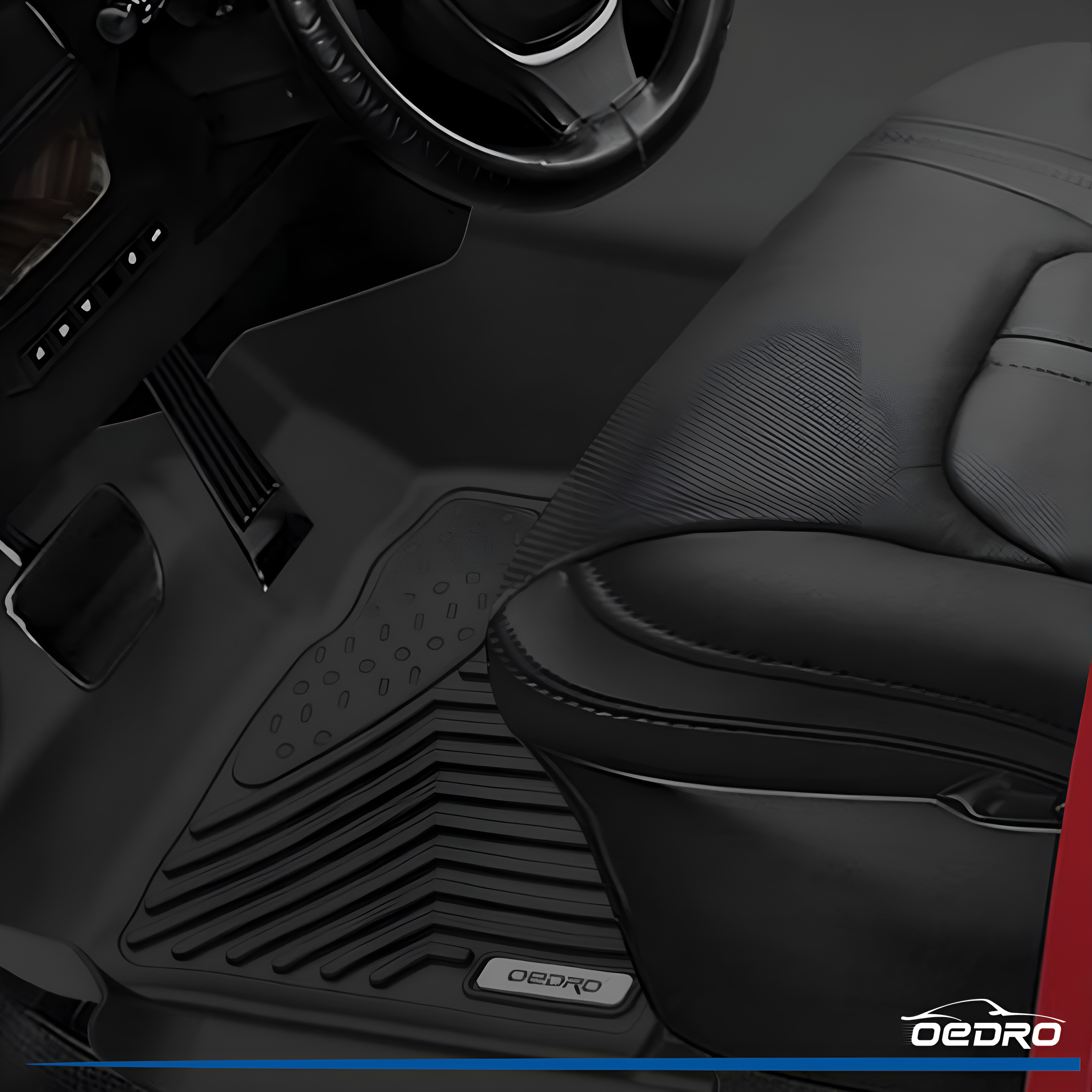 Side view of OEDRO Floor Mats for 2007-2013 Silverado/Sierra 1500, 2007-2014 Silverado/Sierra 2500/3500 HD Crew Cab