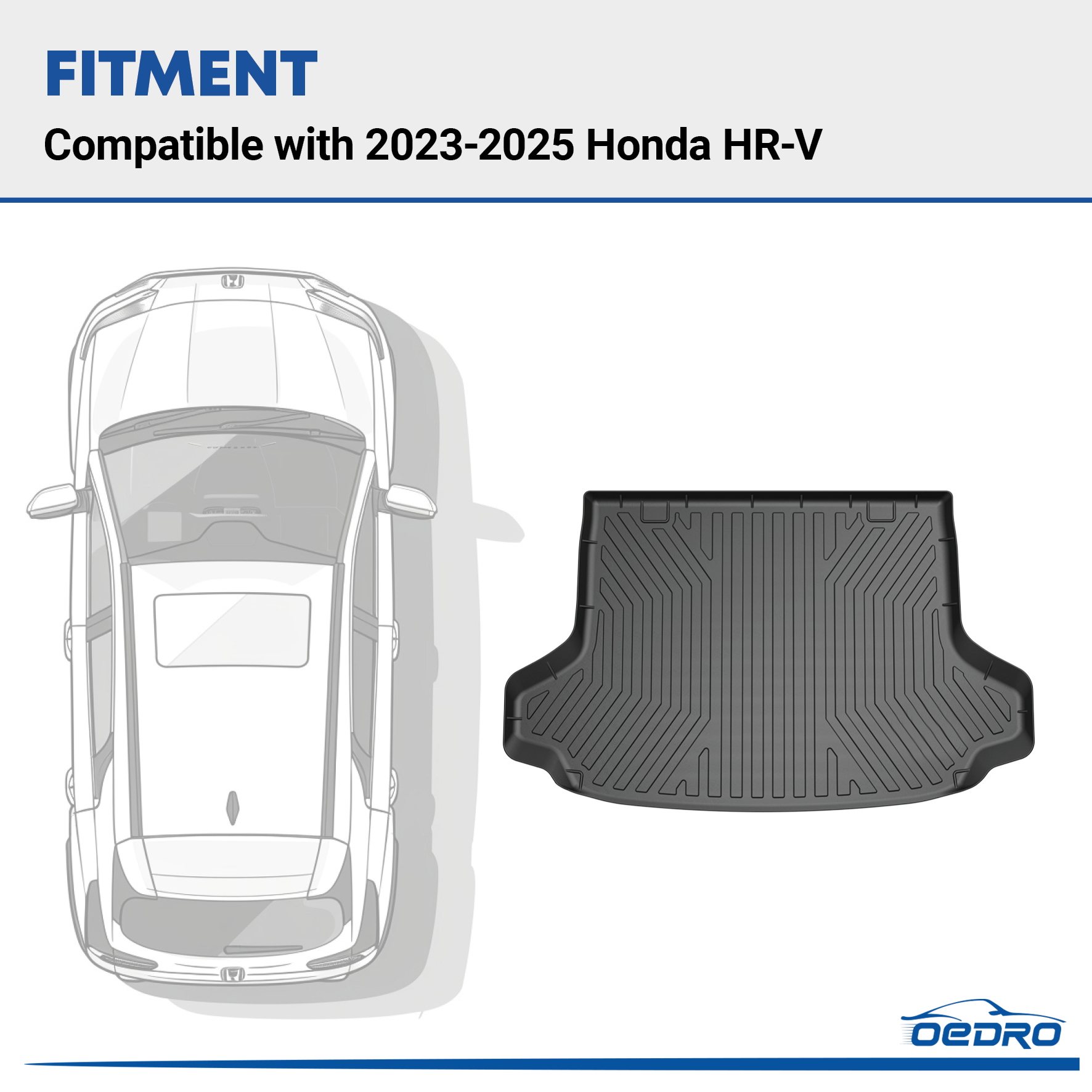 Side view of OEDRO Cargo Liner for 2023-2025 Honda HR-V HRV, Custom Fit Waterproof Cargo Trunk Liner Mat