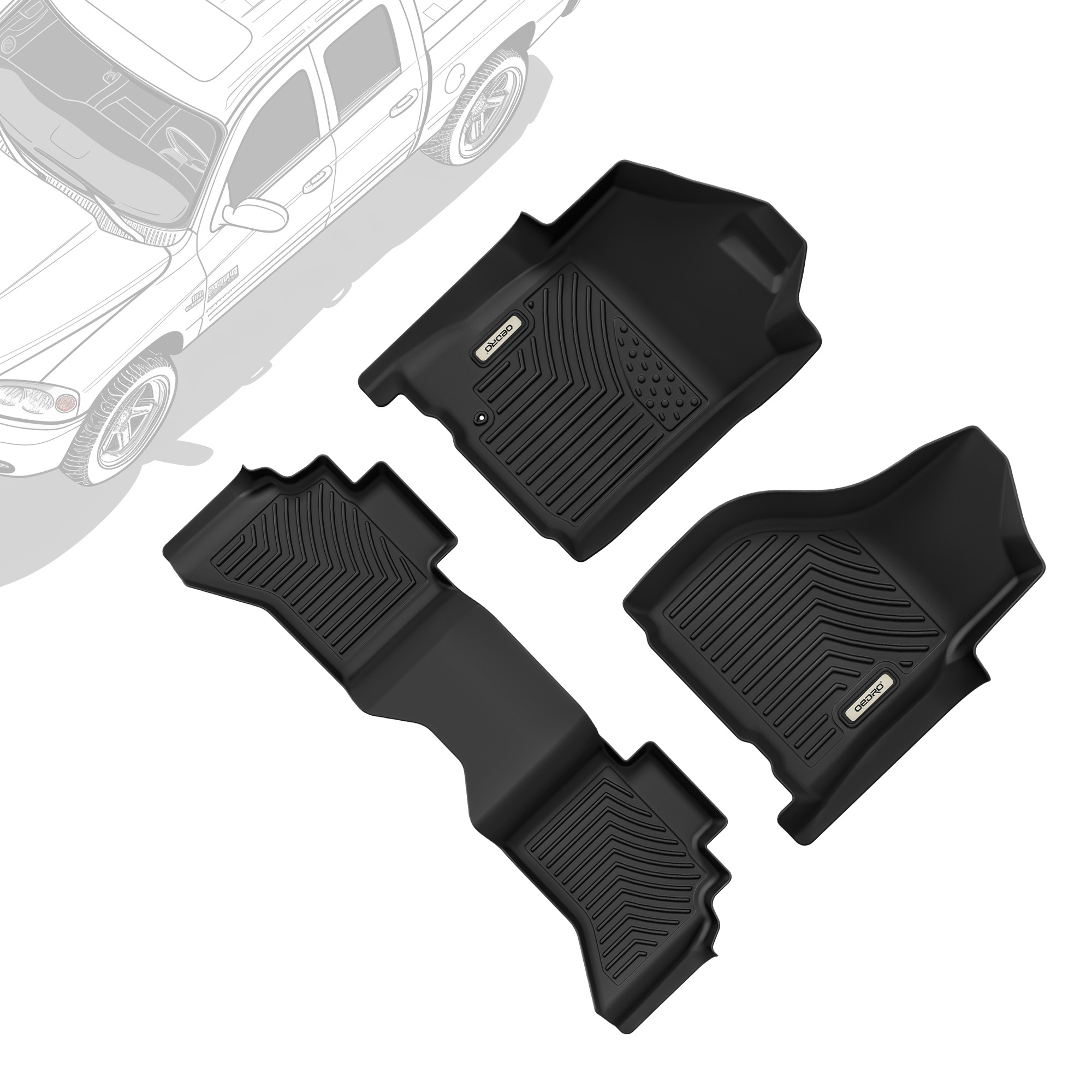 Side view of OEDRO Upgraded Floor Mats Fit for Dodge Ram 1500 Quad Cab 2002-2008, Dodge Ram 2500/3500 Quad Cab 2003-2009, All Weather TPE Floor Liners