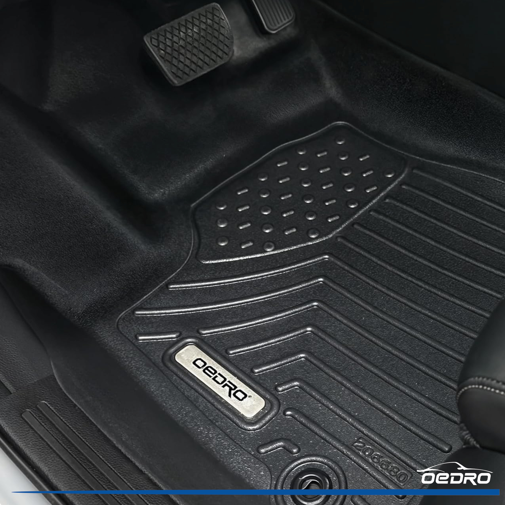 Side view of OEDRO Floor Mats for 2008-2020 Dodge Grand Caravan/2008-2016 Chrysler Town & Country (Stow'n Go Only)