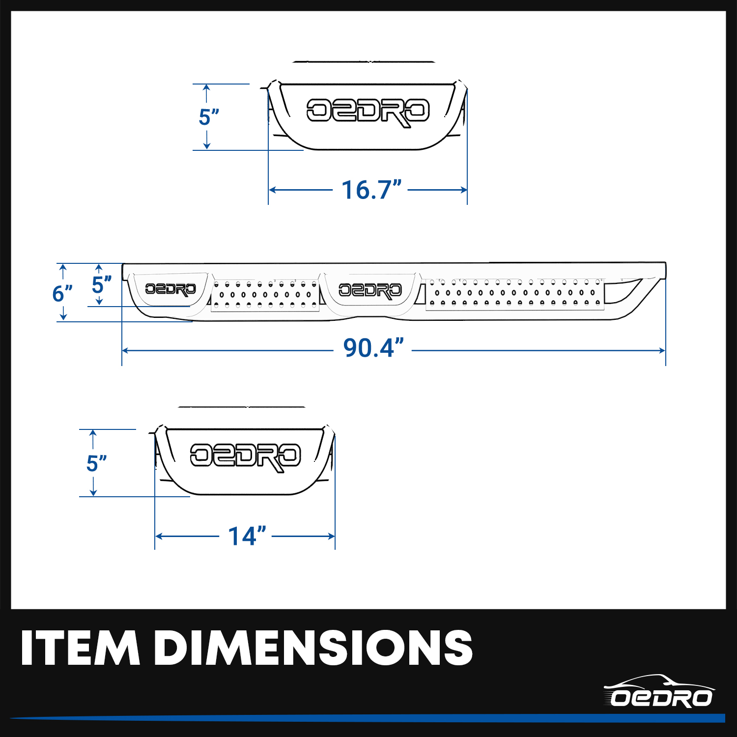 Side view of OEDRO Running Boards for 2019-2026 Chevy Silverado/GMC Sierra 1500 Crew Cab & 2020-2026 2500HD/3500HD (Excl. 2019 1500 LD/Limited)