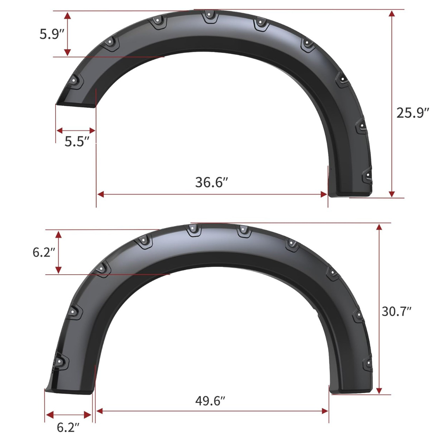 Side view of YITAMOTOR® 2008-2010 Ford F-250 F-350 Super Duty Fender Flares, Textured Matte Black Finish