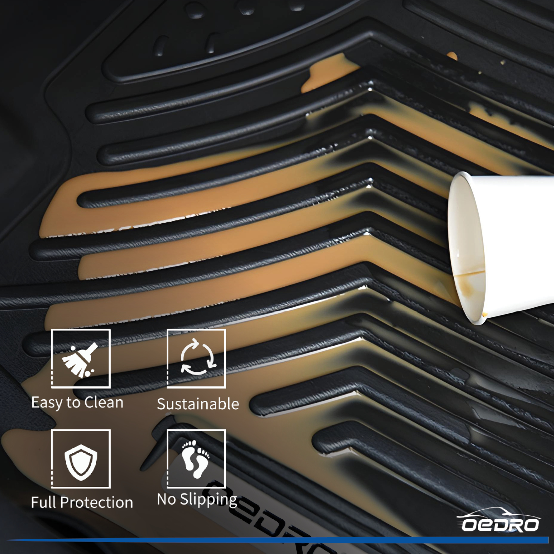Side view of OEDRO Cargo Liner for 2023-2025 Honda HR-V HRV, Custom Fit Waterproof Cargo Trunk Liner Mat