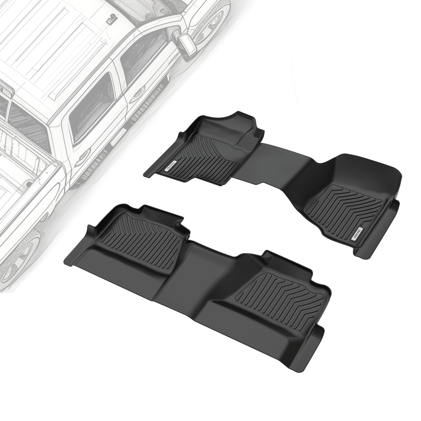 Side view of OEDRO Floor Mats for 2007-2013 Silverado/Sierra 1500, 2007-2014 Silverado/Sierra 2500/3500 HD Crew Cab