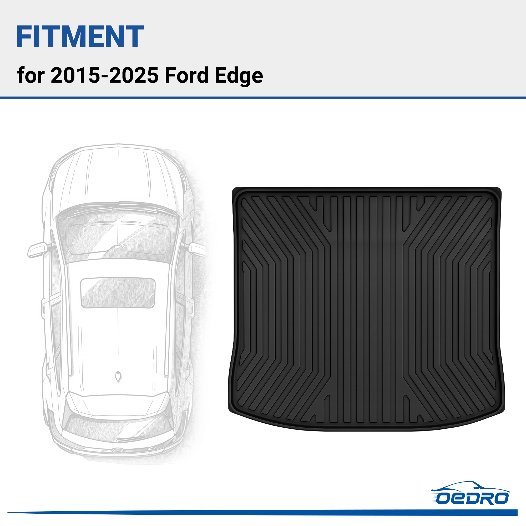 Side view of OEDRO Cargo Liner for 2015-2025 Ford Edge, Custom Fit All-Weather Cargo Trunk Liner