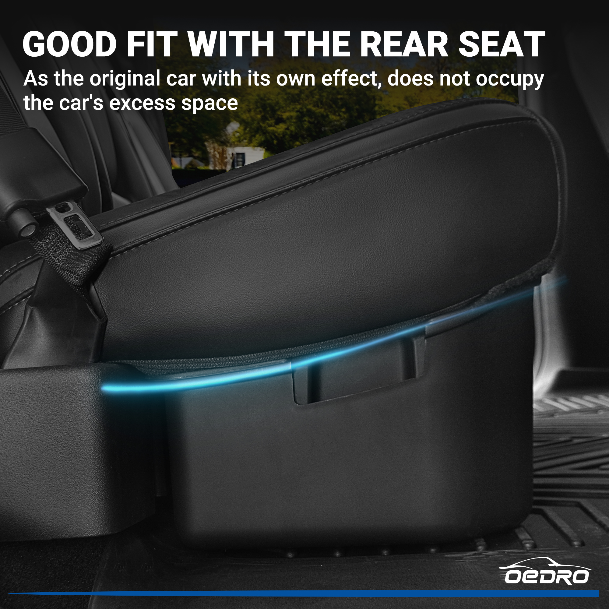Side view of OEDRO Upgraded Under Seat Storage Box for 2015-2026 Ford F150 Super Crew Cab, 2 in 1 Design Black Organizers