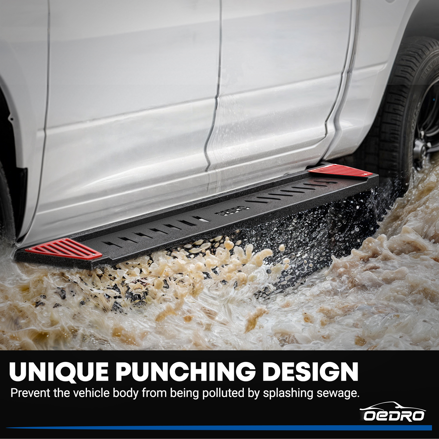 Side view of OEDRO® Running Boards for 2009-2018 Dodge Ram 1500 Crew Cab, 2010-2024 Ram 2500/3500, 2019-2024 Dodge Ram 1500 Classic Crew Cab(Excl. 2019-2023 New Bo