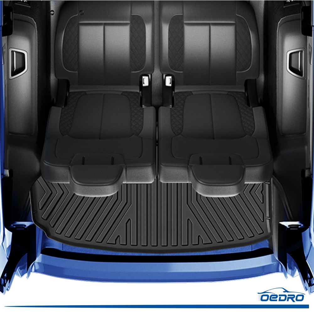 Side view of OEDRO Floor Mats Carpet Liners All-Weather for 2018-2025 Chevrolet Traverse 7 Seats with 2nd Row Bucket Seats
