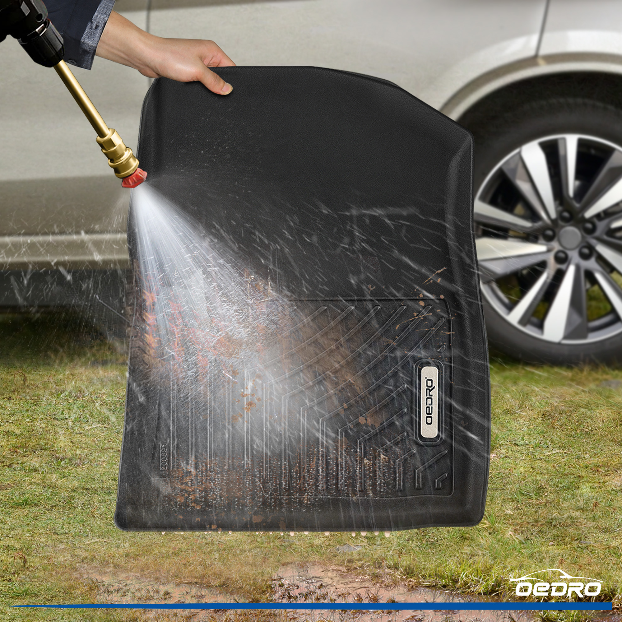 Side view of OEDRO Floor Mats for 2021-2025 Hyundai Elantra Sedan, Custom Fit Front 1st & 2nd Seat Floor Liners