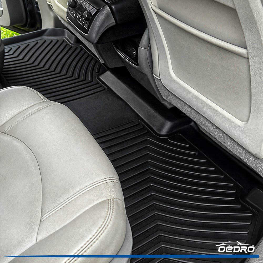 Side view of OEDRO Floor Mats Carpet Liners All-Weather for 2018-2025 Chevrolet Traverse 7 Seats with 2nd Row Bucket Seats