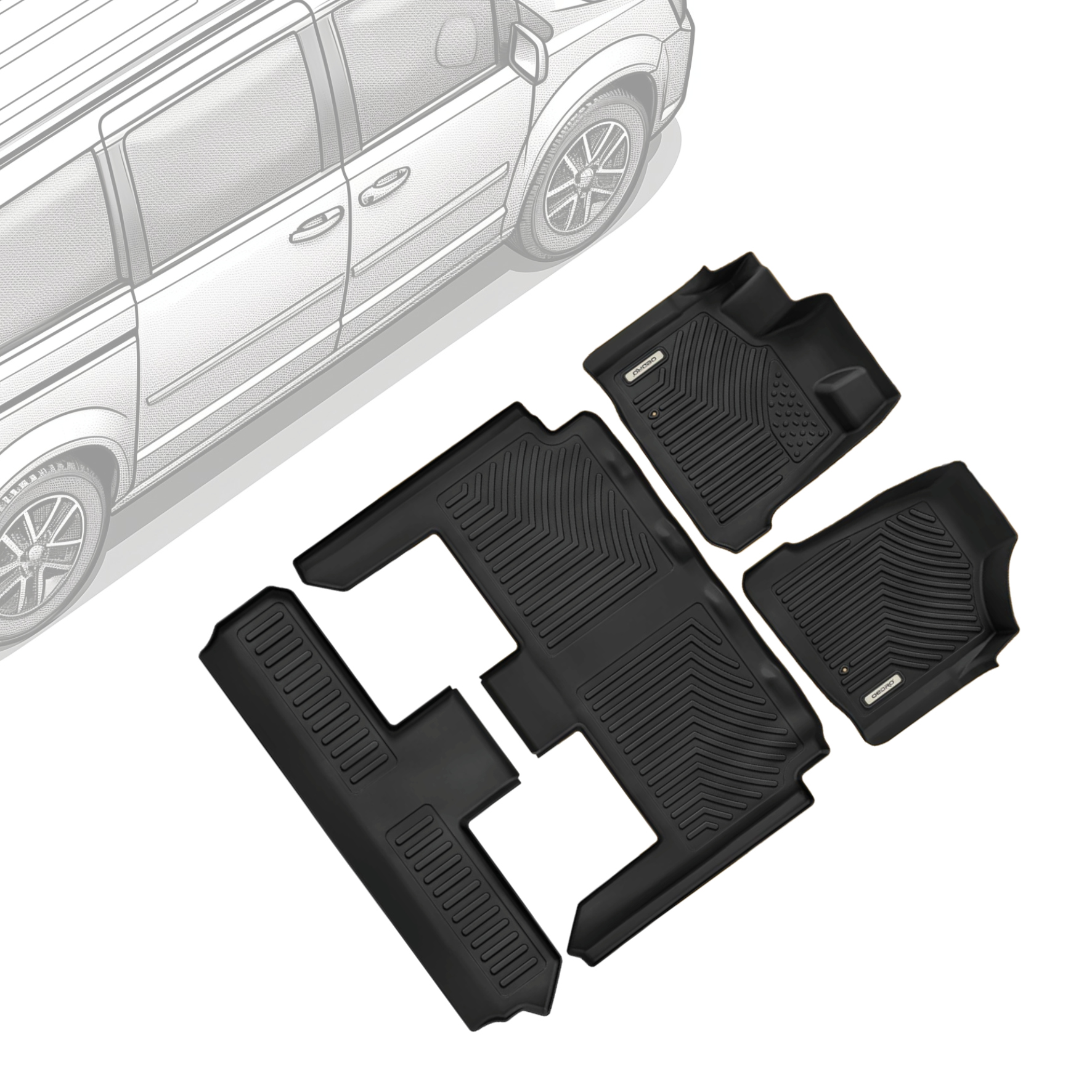 Side view of OEDRO Floor Mats for 2008-2020 Dodge Grand Caravan/2008-2016 Chrysler Town & Country (Stow'n Go Only)