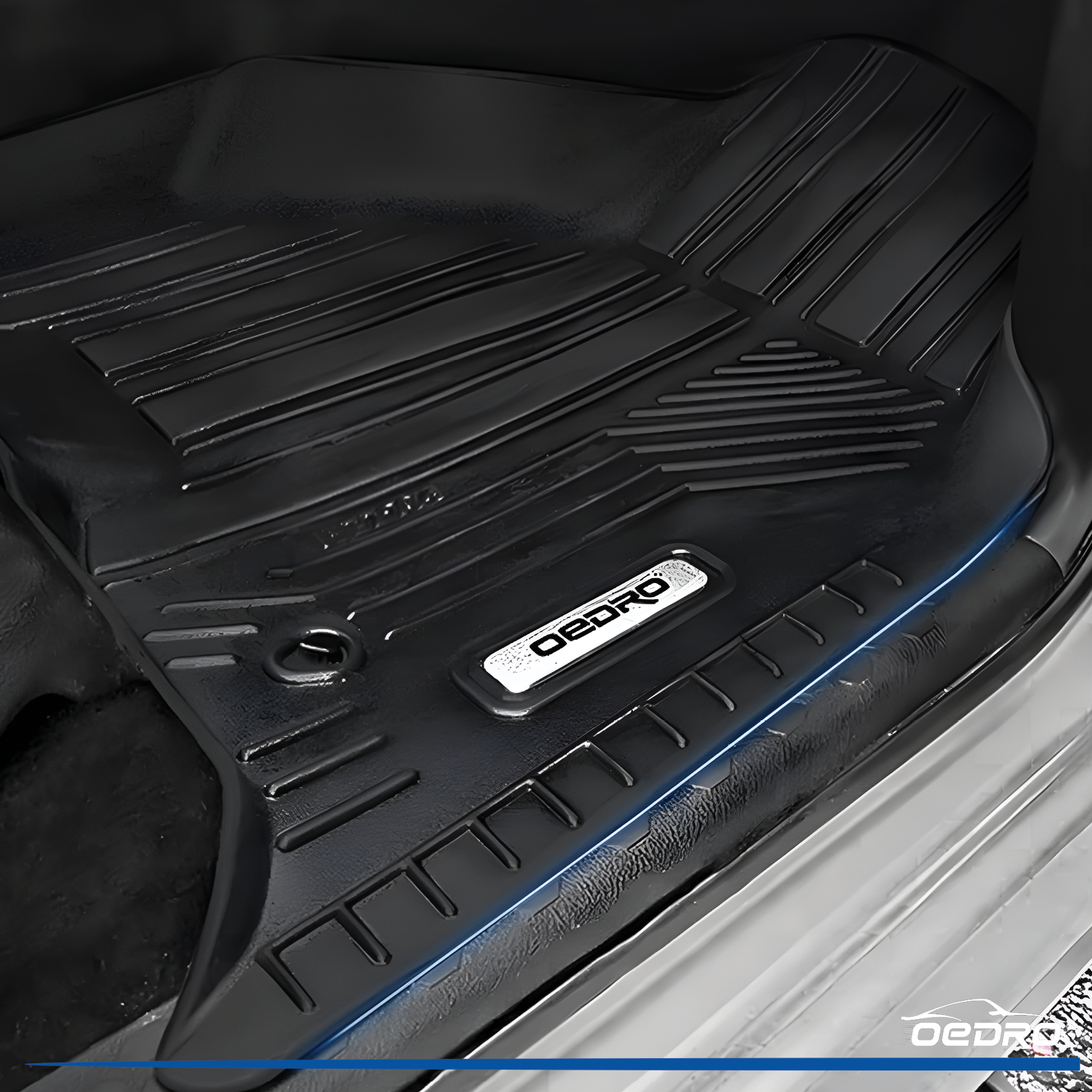 Side view of OEDRO Floor Mats Fit 2013-2018 Dodge Ram 1500/2500/3500 Crew Cab & 2019-2024 Dodge Ram 1500 Classic Crew Cab, TPE All Weather Car Mats for Ram 1st, 2n