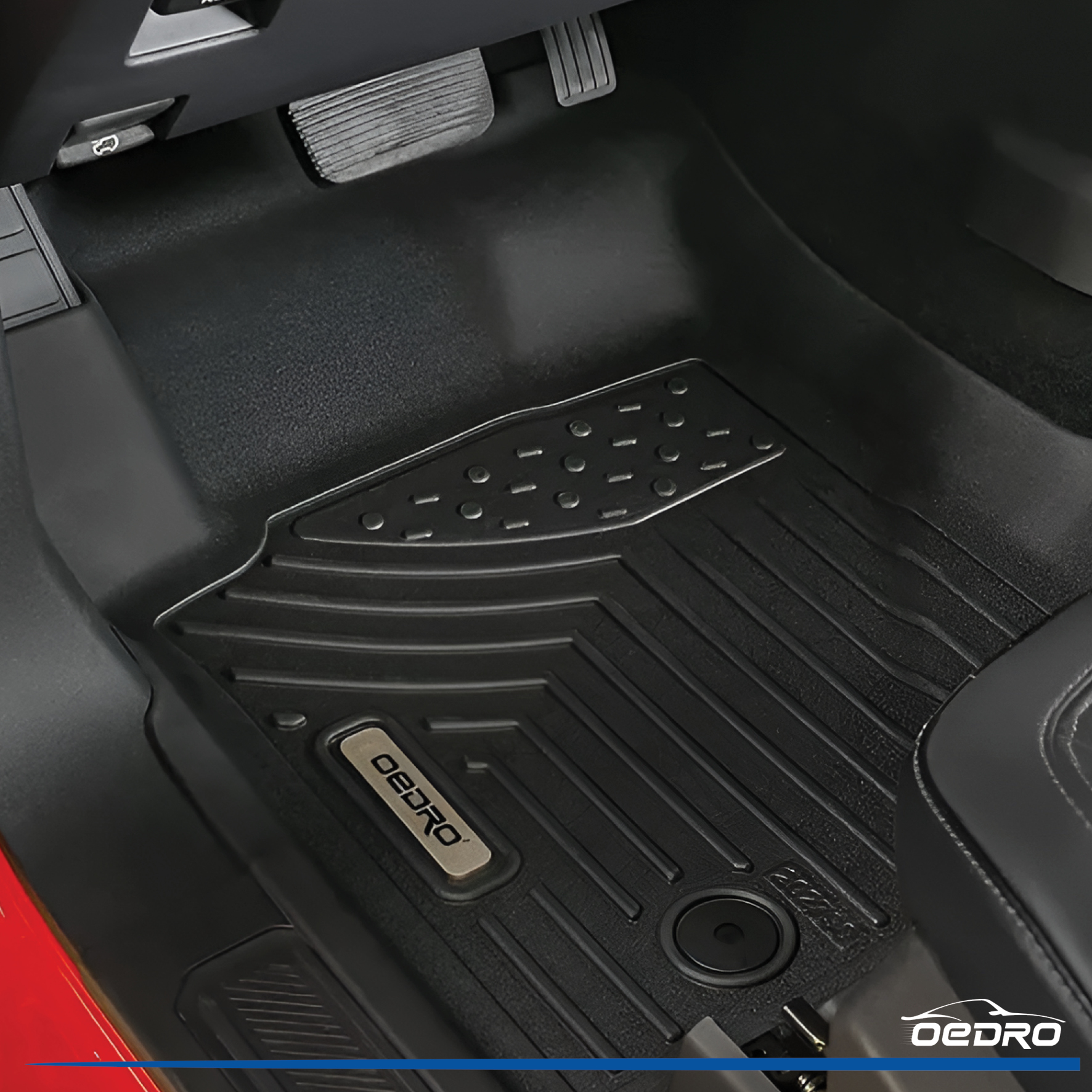 Side view of OEDRO Floor Mats Fit for 2020-2025 Hyundai Palisade Bench Seats Type 8 Seats,TPE All Weather Mat Fit 3 Rows and Cargo Liner Behind 3rd Row Set