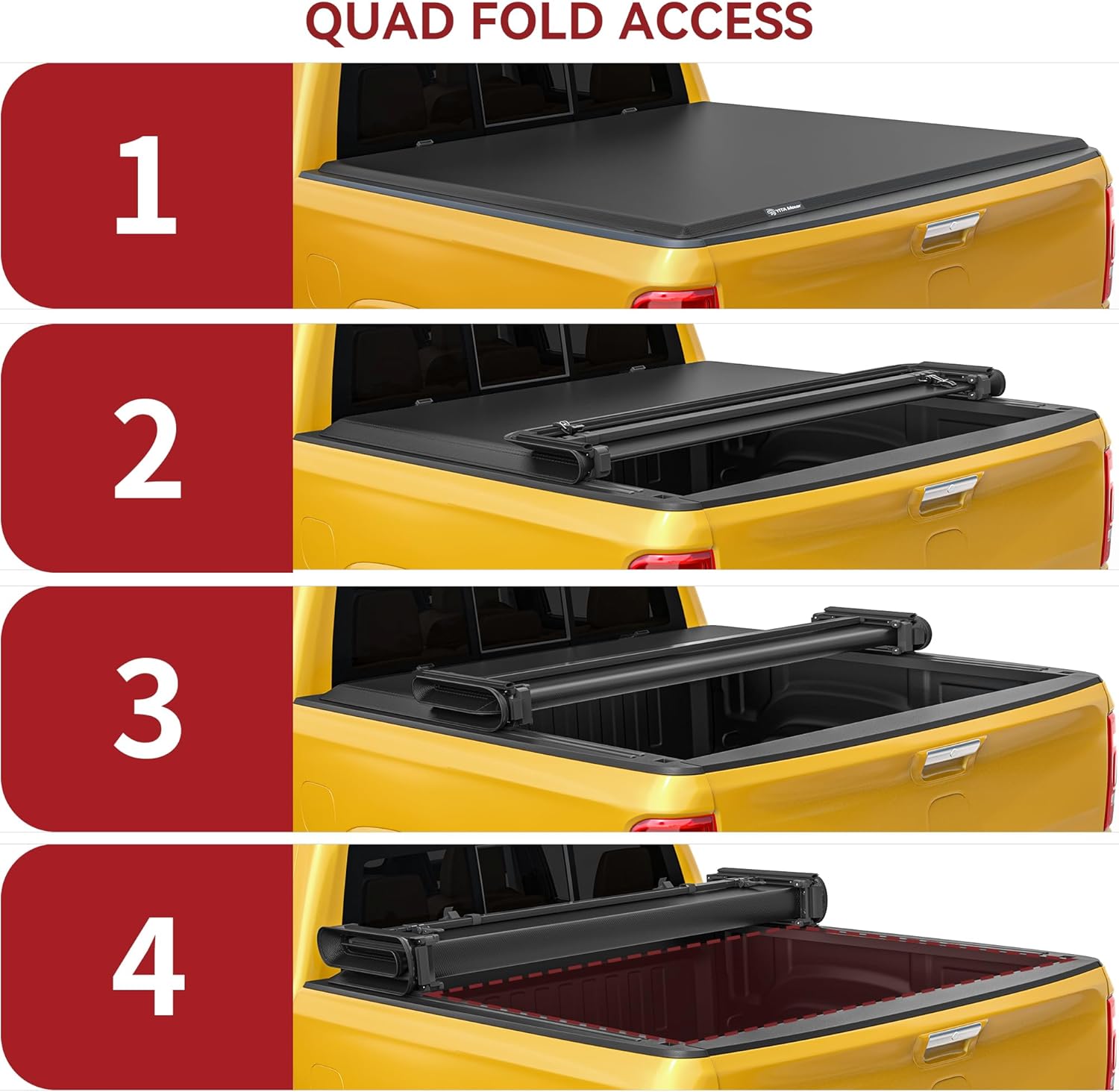 Side view of Soft Quad Fold Tonneau Cover for 2014–2021 Toyota Tundra 6.5ft Bed with Deck Rail | YITAMOTOR