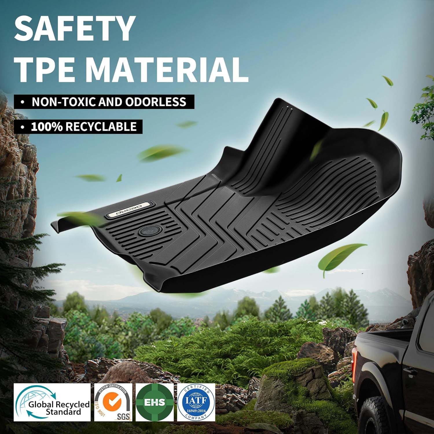 Tapis De Sol TPE Sur Mesure Pour Hyundai Santa Fe 2024-2025 (6/7 Places) - Imperméable, Antidérapant, Toutes Saisons