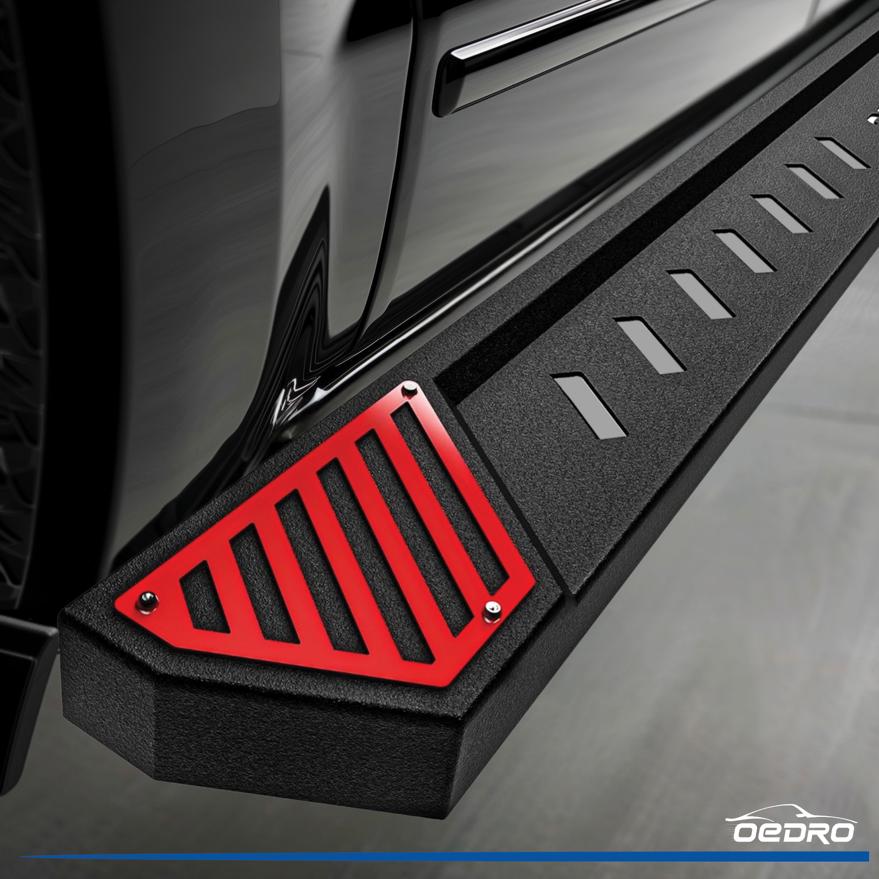 Side view of OEDRO® Running Boards for 2007-2018 Chevy Silverado/GMC Sierra 1500; 2007-2019 Silverado/Sierra 2500HD 3500HD Crew Cab, Include 19 1500 LD