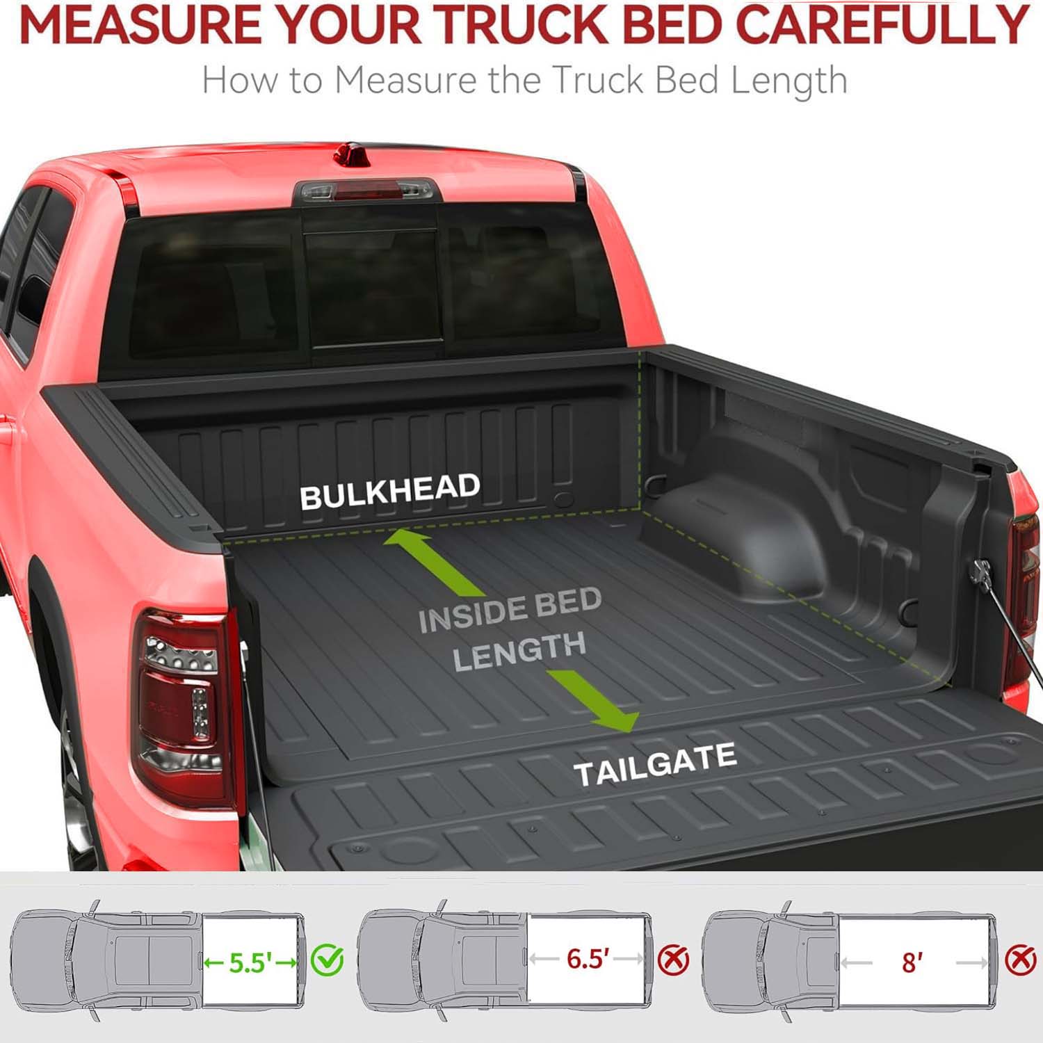 Side view of OEDRO 5.5FT Soft Roll Up Truck Bed Tonneau Cover for 2022-2026 Toyota Tundra(Excl.Trail) with Deck Rail System