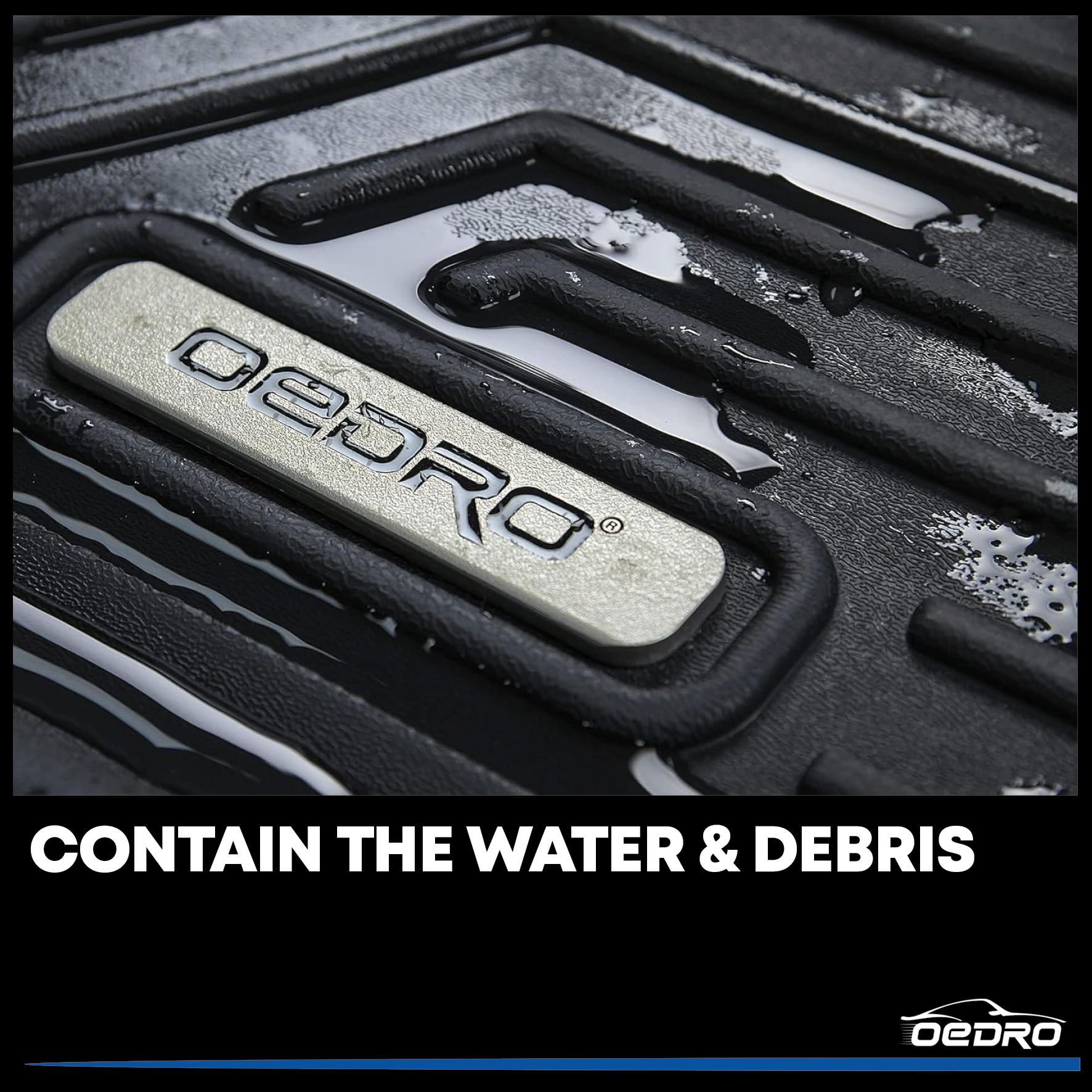 Side view of OEDRO® Floor Mats for 2022-2025 Jeep Wagoneer (8 Passenger Model), Custom Fit Black TPE All Weather Floor Liners