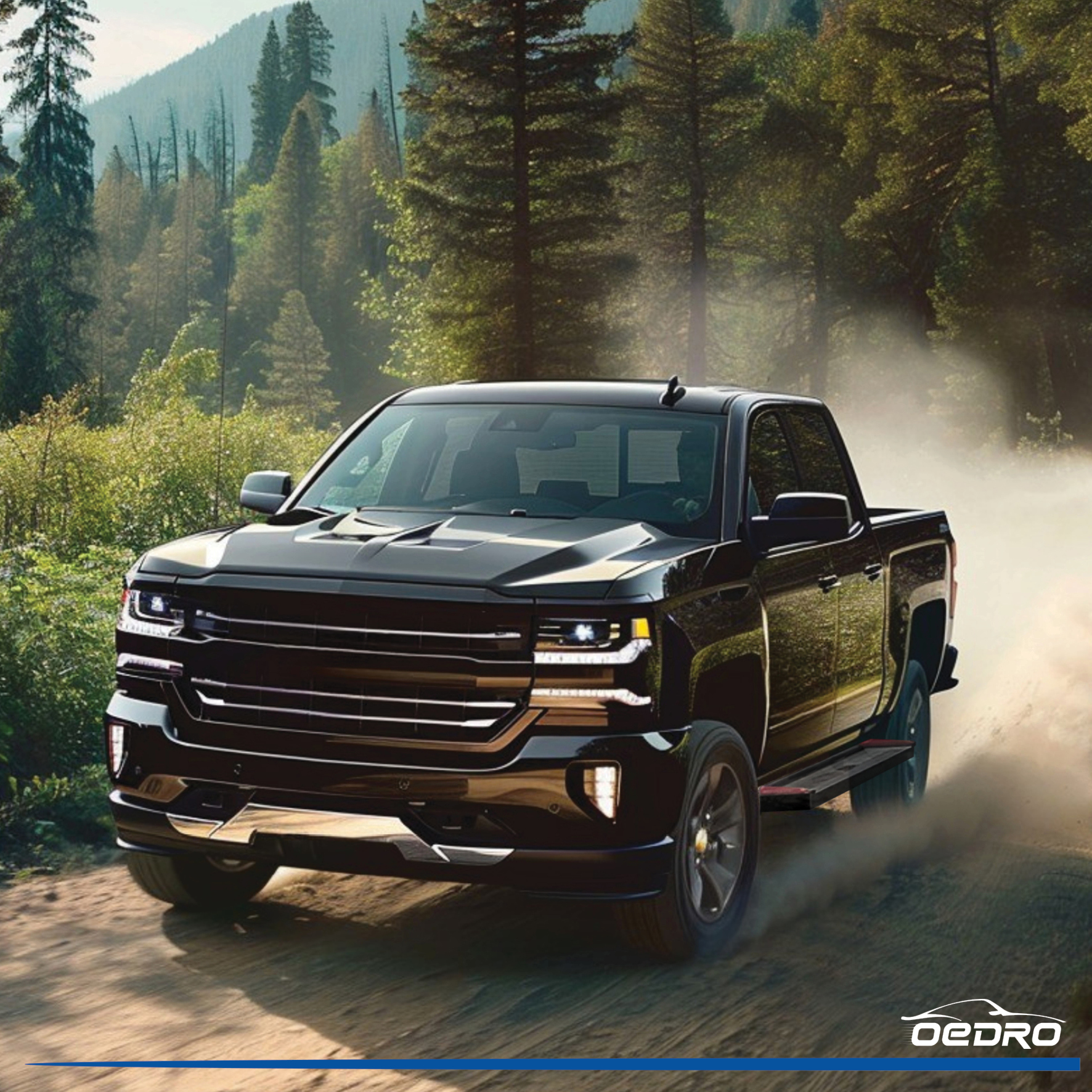 Side view of OEDRO® Running Boards for 2007-2018 Chevy Silverado/GMC Sierra 1500; 2007-2019 Silverado/Sierra 2500HD 3500HD Crew Cab, Include 19 1500 LD