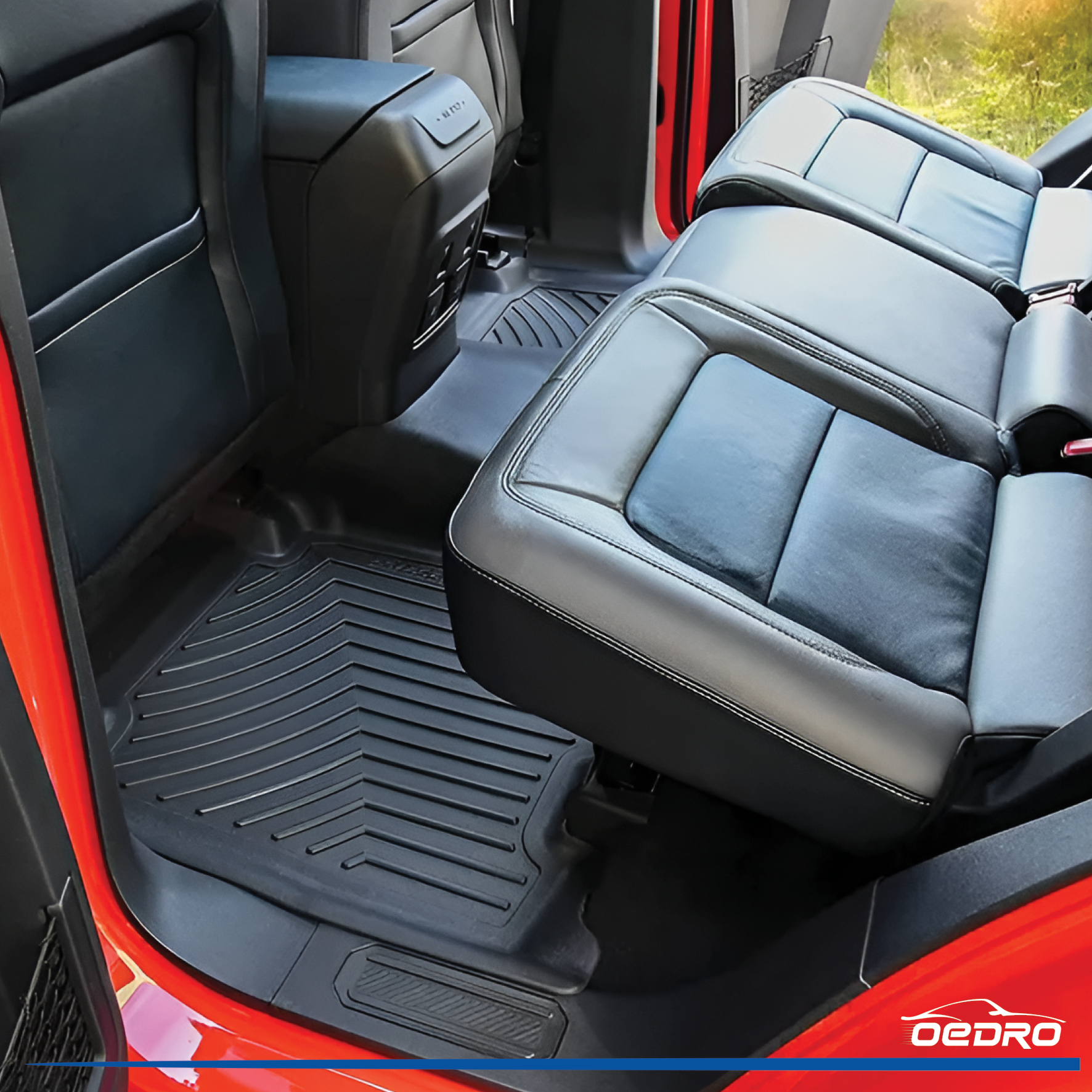 Side view of OEDRO Floor Mats Fit for 2020-2025 Hyundai Palisade Bench Seats Type 8 Seats,TPE All Weather Mat Fit 3 Rows and Cargo Liner Behind 3rd Row Set