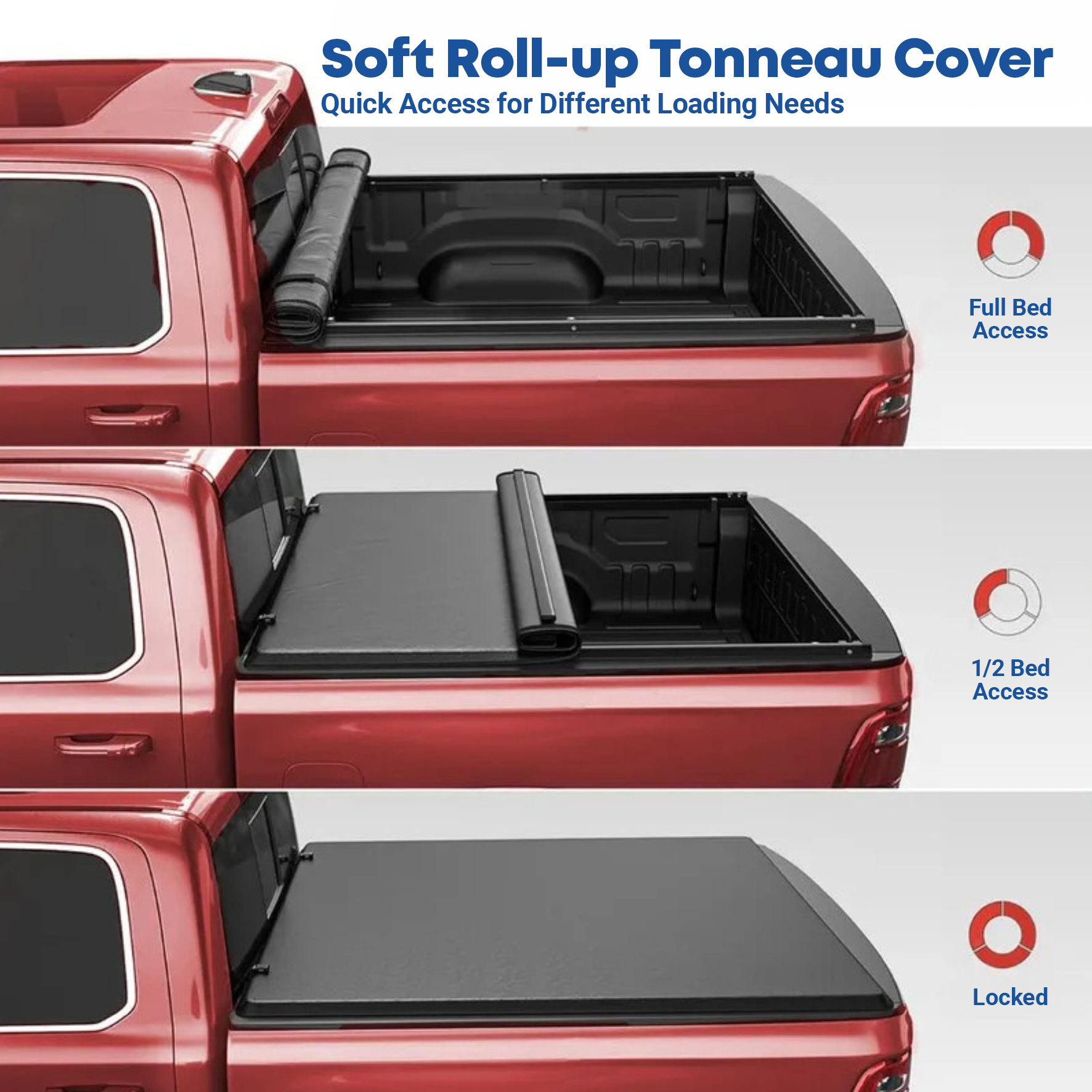 Side view of OEDRO 5Ft Soft Roll Up Truck Bed Tonneau Cover for 2005-2026 Nissan Frontier (ONLY for Models with Utili-Track System)