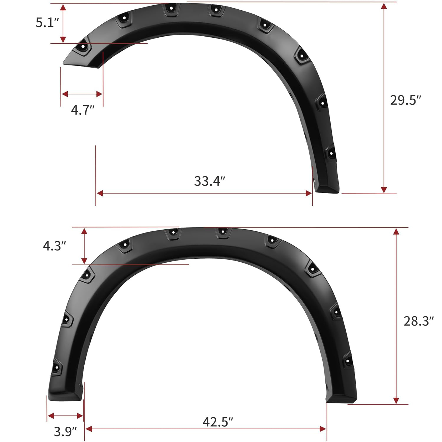 Side view of Smooth Fender Flares for 2019–2023 Ram 2500/3500 | Bolt-Riveted Style | YITAMOTOR