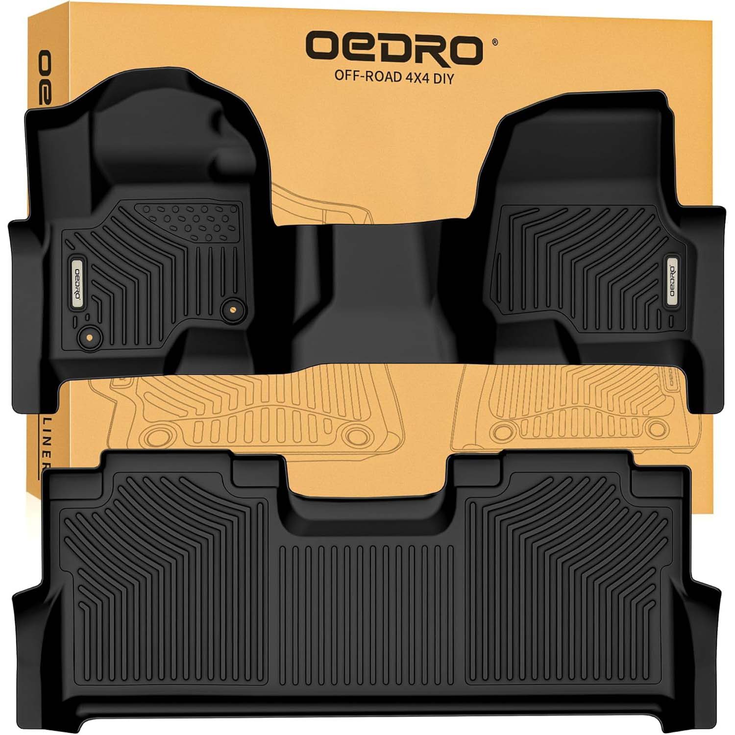 OEDRO Floor Mats for 2017-2025 Ford F250/F350 Super Duty Crew Cab with 1st Row Bench Seat, with Factory Storage Box