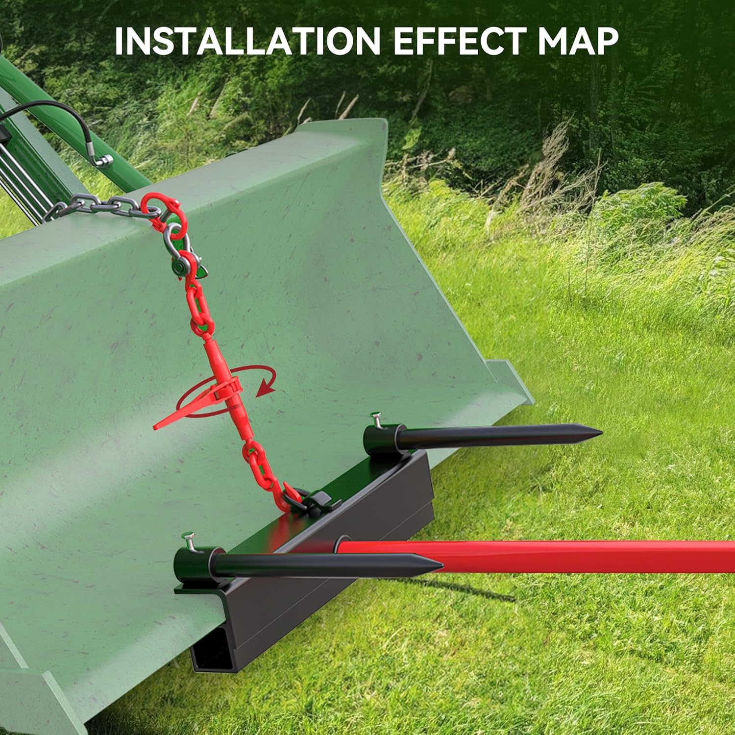 Side view of 39" Hay Spear Attachment for Skid Steer & Tractor Loader | 3000 LB Capacity | YITAMOTOR