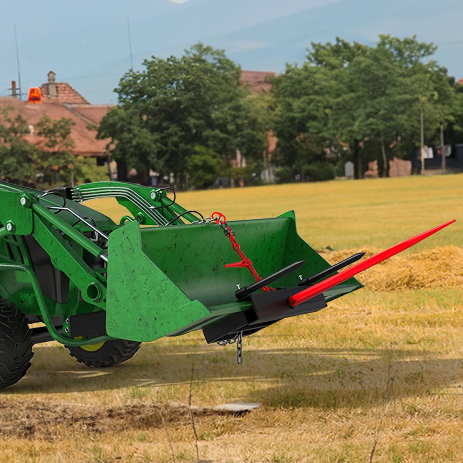 Side view of 39" Hay Spear Attachment for Skid Steer & Tractor Loader | 3000 LB Capacity | YITAMOTOR