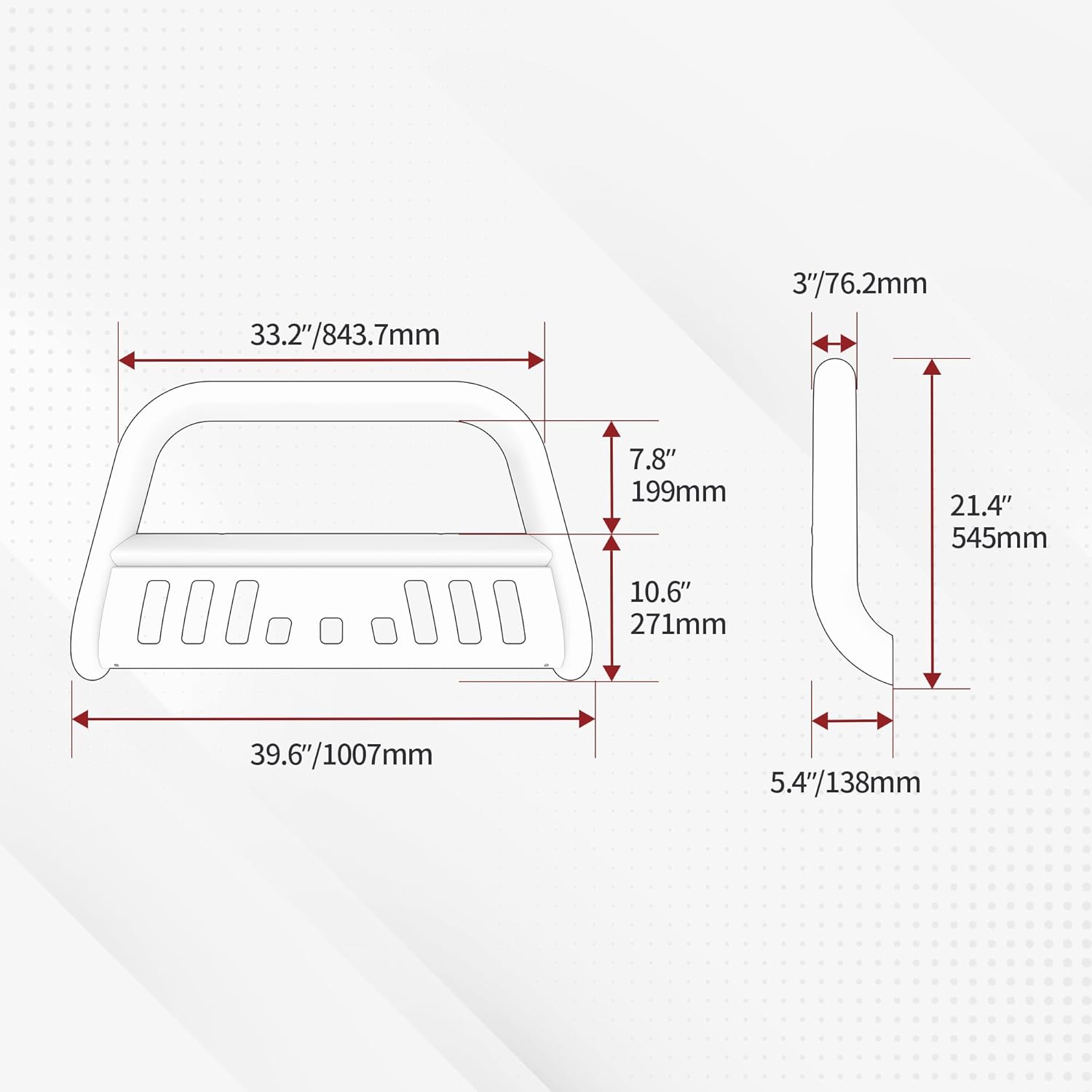 Side view of Chrome Bull Bar for Toyota Tundra & Sequoia | YITAMOTOR 3" Stainless Steel Grille Guard