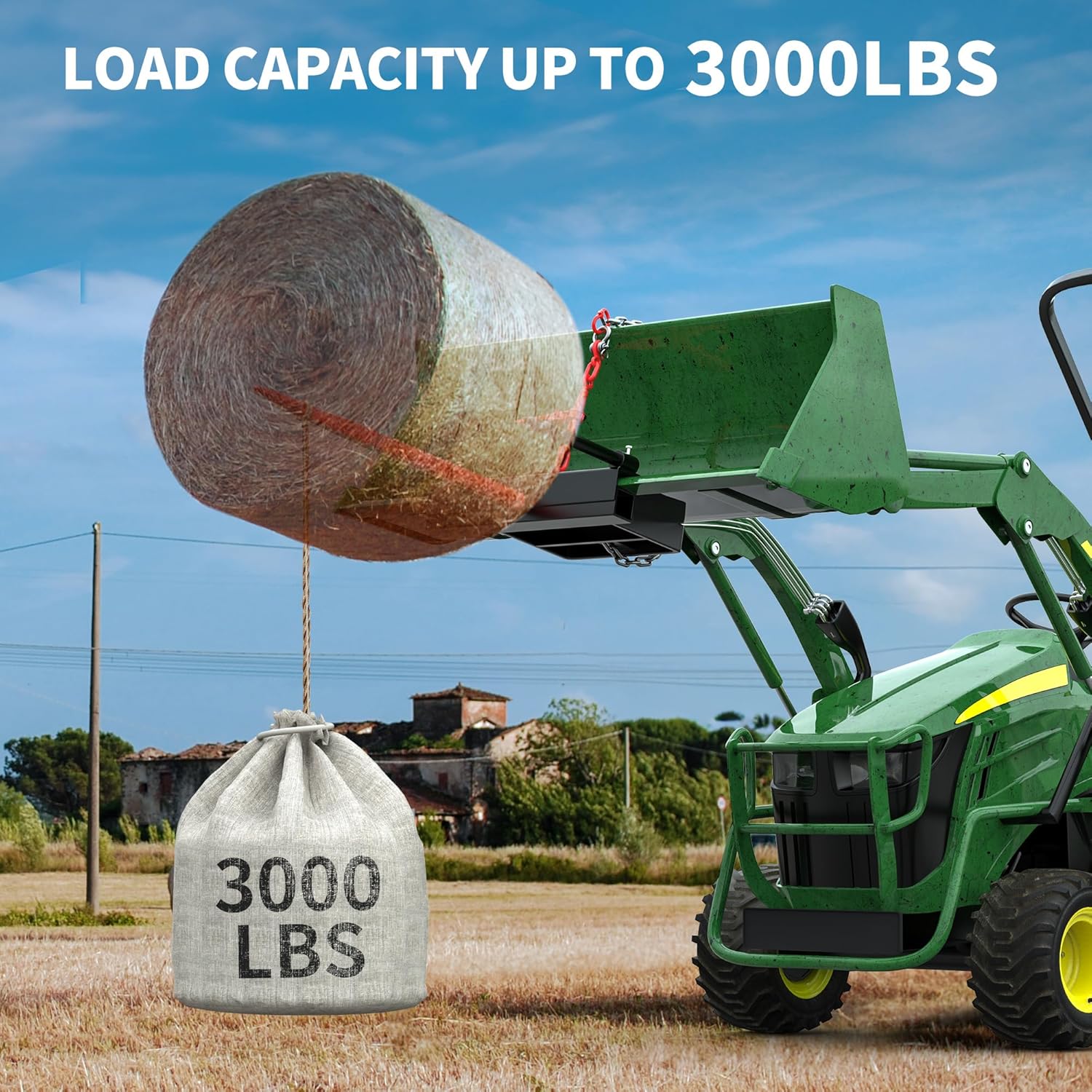 Side view of 39" Hay Spear Attachment for Skid Steer & Tractor Loader | 3000 LB Capacity | YITAMOTOR