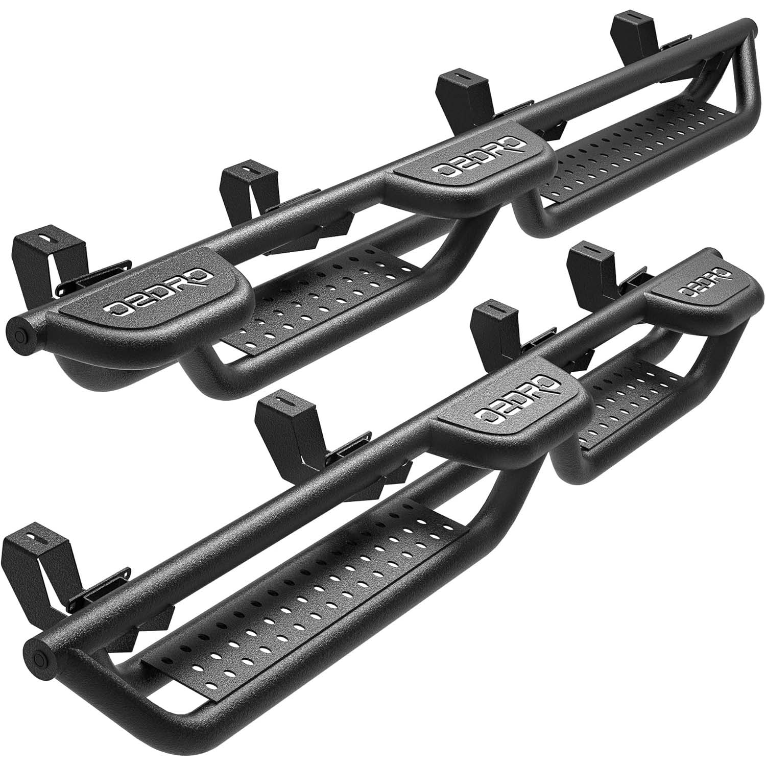 OEDRO® Running Boards 2-Stairs for 2020-2025 Jeep Gladiator JT 4 Door, Bolt-on Side Steps Steel Nerf Bars with Two Stairs Design All-Steel Build