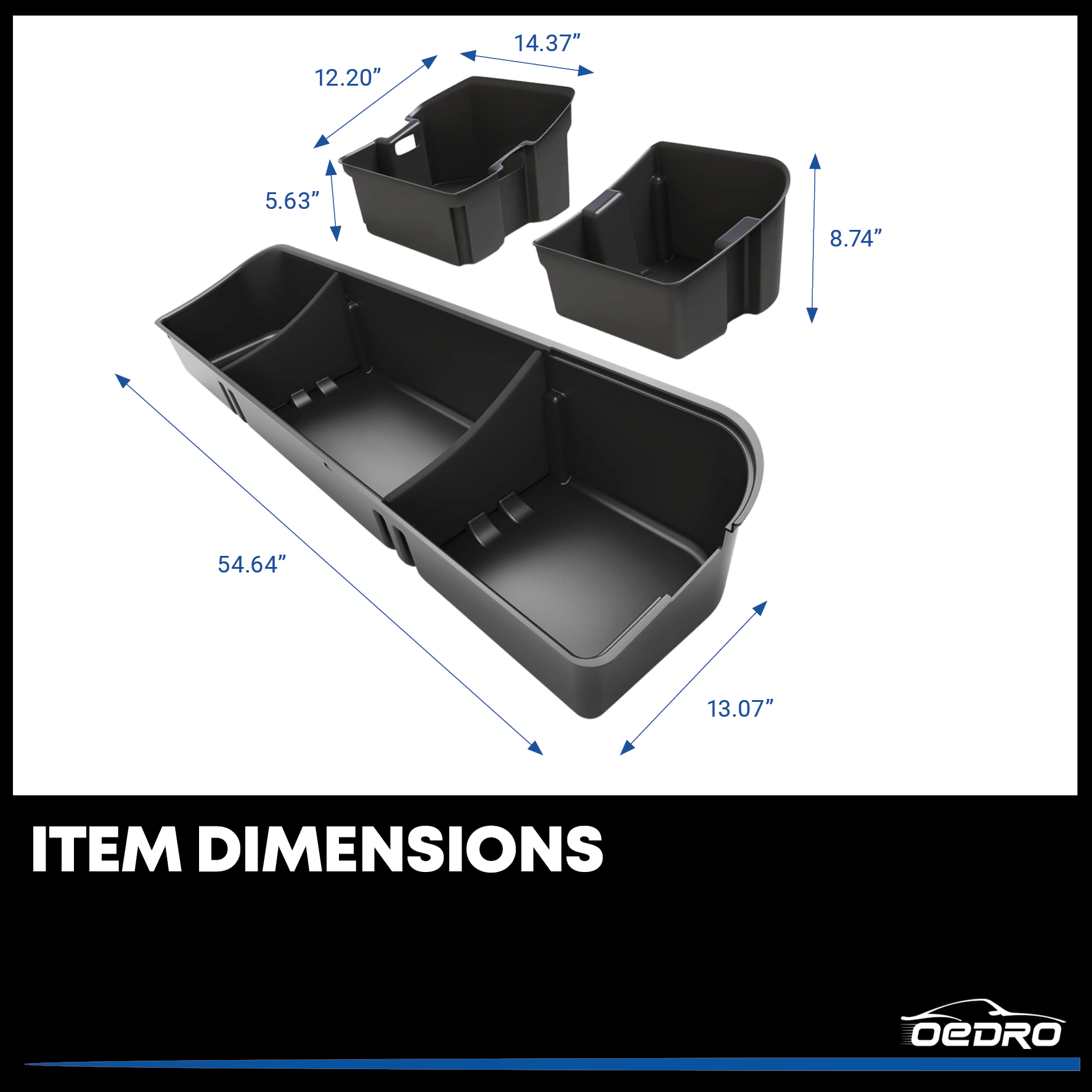 Side view of OEDRO Under Seat Storage Box for 2015-2026 Ford F150 SuperCrew Cab & Crew Cab, 3-in-1 Design Max Storage