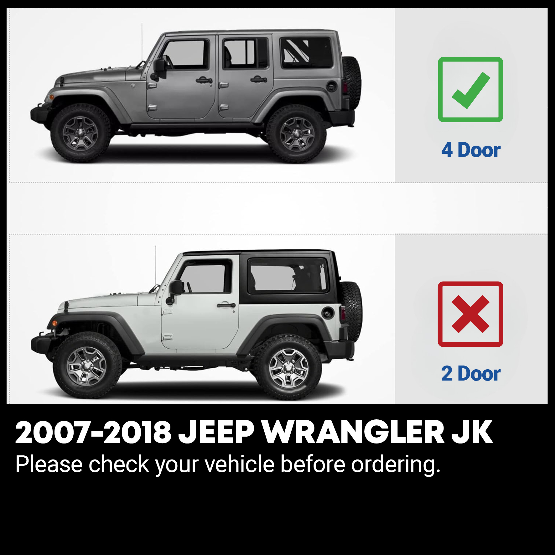 Side view of OEDRO Running Boards for 2007-2018 Jeep Wrangler JK 4 Door, with Paintable Step Plates All Steel Side Steps