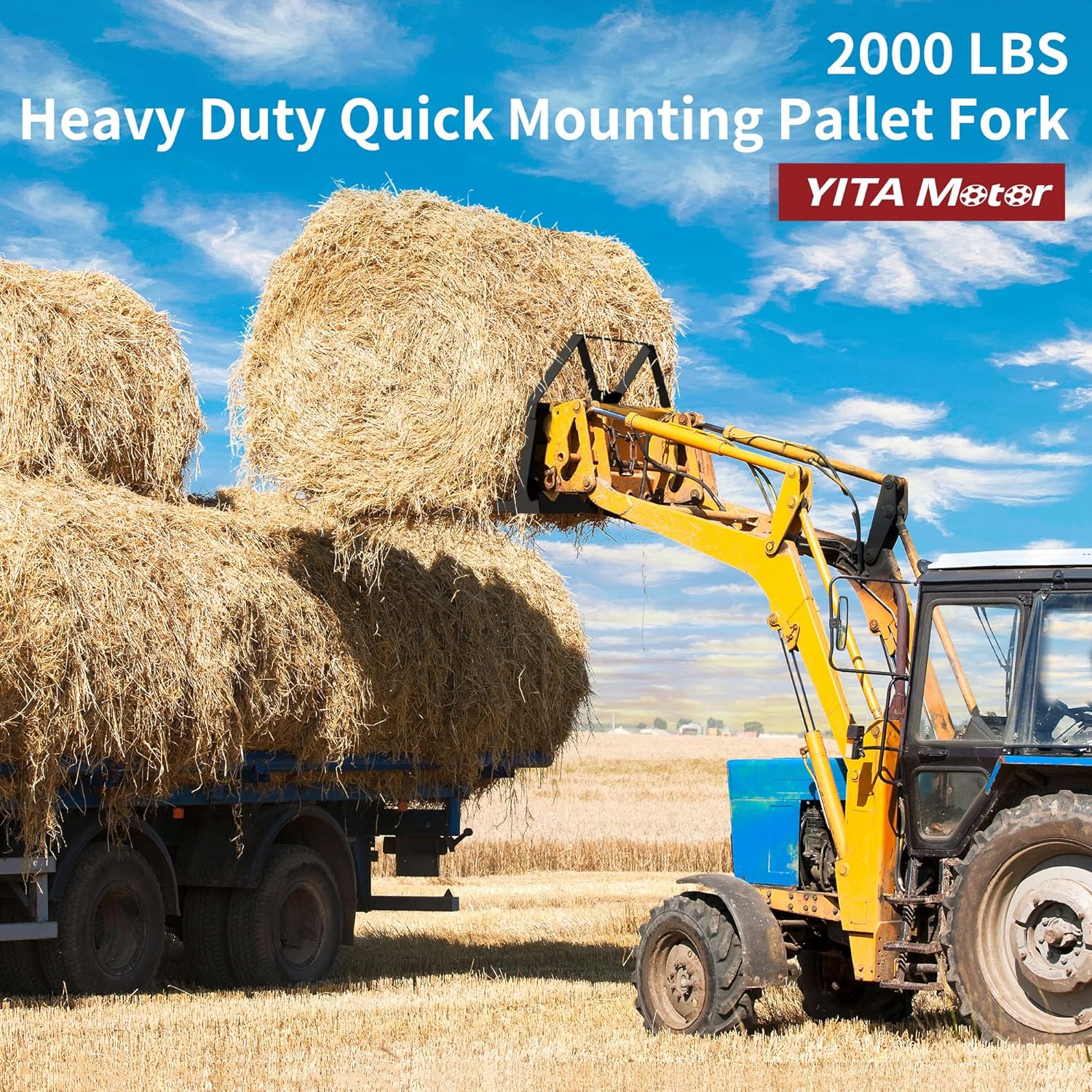 Side view of YITAMOTOR® 46" Pallet Fork 2000lbs Attachments for Tractors and Loaders