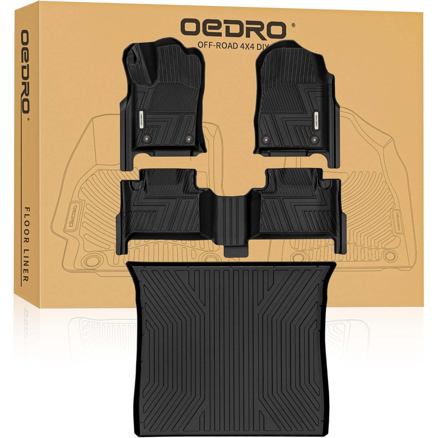 OEDRO Upgraded Floor Mats for 2016-2021 Jeep Grand Cherokee / 2022-2023 Jeep Grand Cherokee WK (Non L Models ), Custom Fit Black TPE All Weather Car F