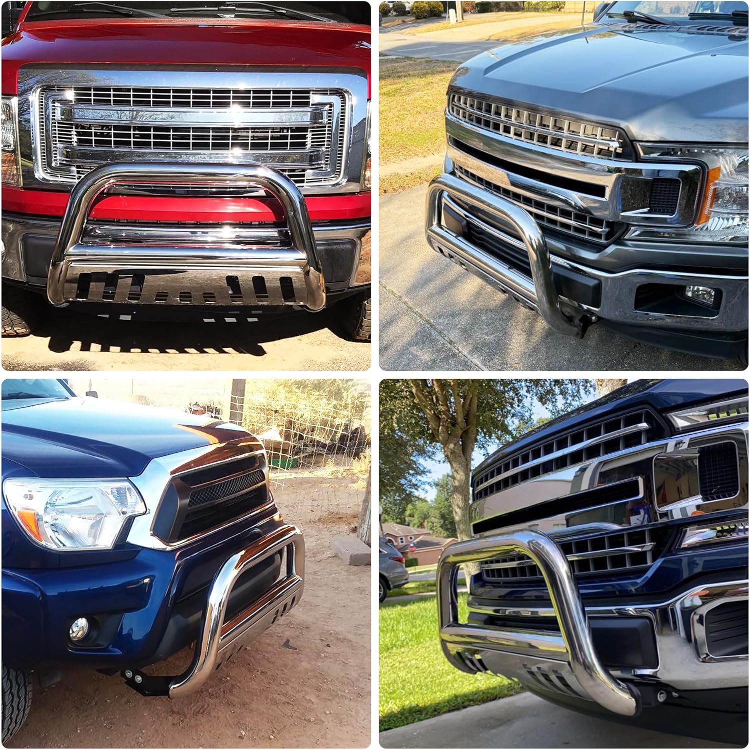Side view of Chrome Bull Bar for Toyota Tundra & Sequoia | YITAMOTOR 3" Stainless Steel Grille Guard