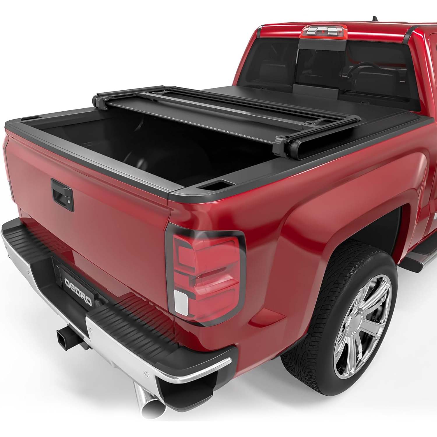 OEDRO 6.5ft Soft Quad-Fold Tonneau Cover for 14-18 Chevy Silverado/GMC Sierra 1500,15-19 Chevy Silverado/GMC Sierra 2500/3500 HD
