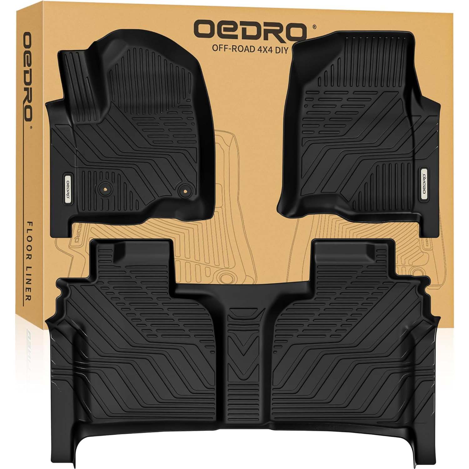 OEDRO Floor Mats Fits for 2019-2026 Chevy Silverado /GMC Sierra 1500 & 2020-2026 2500HD/3500HD Crew Cab W/ Rear Storage Box, Front Bucket Seat