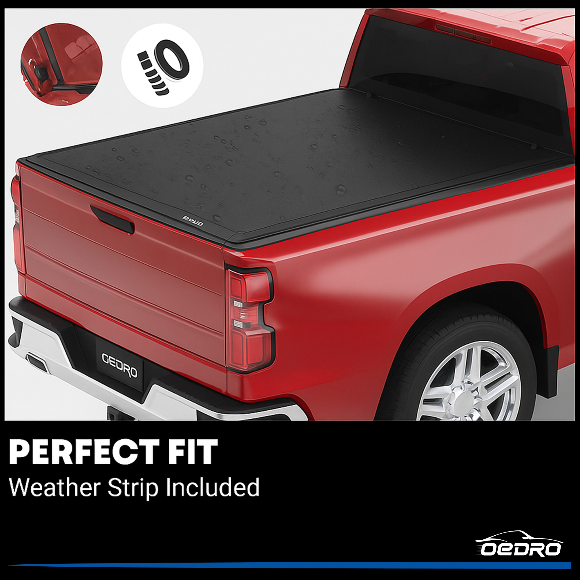 Side view of OEDRO Soft Tri-Fold Tonneau Cover Fit for 2019-2026  Chevy Silverado 1500 / GMC Sierra 1500 New Body Style, Designed to Accommodate Fleetside 6.6ft