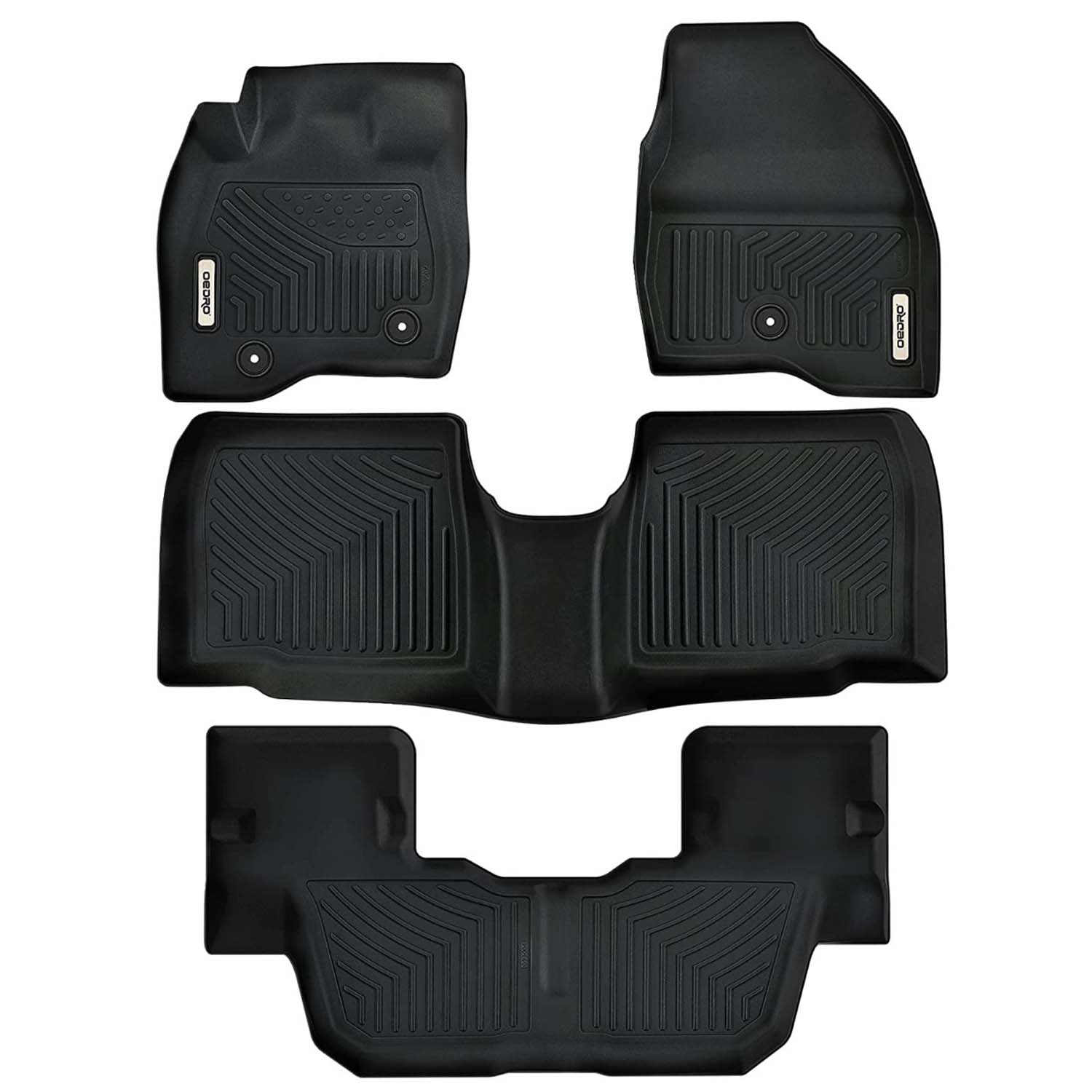Side view of OEDRO Floor Mats Fit for 2015-2019 Ford Explorer Without 2nd Row Center Console,7 Seaters Only TPE All Weather Car Mats Accessories Includes 1st 2nd a