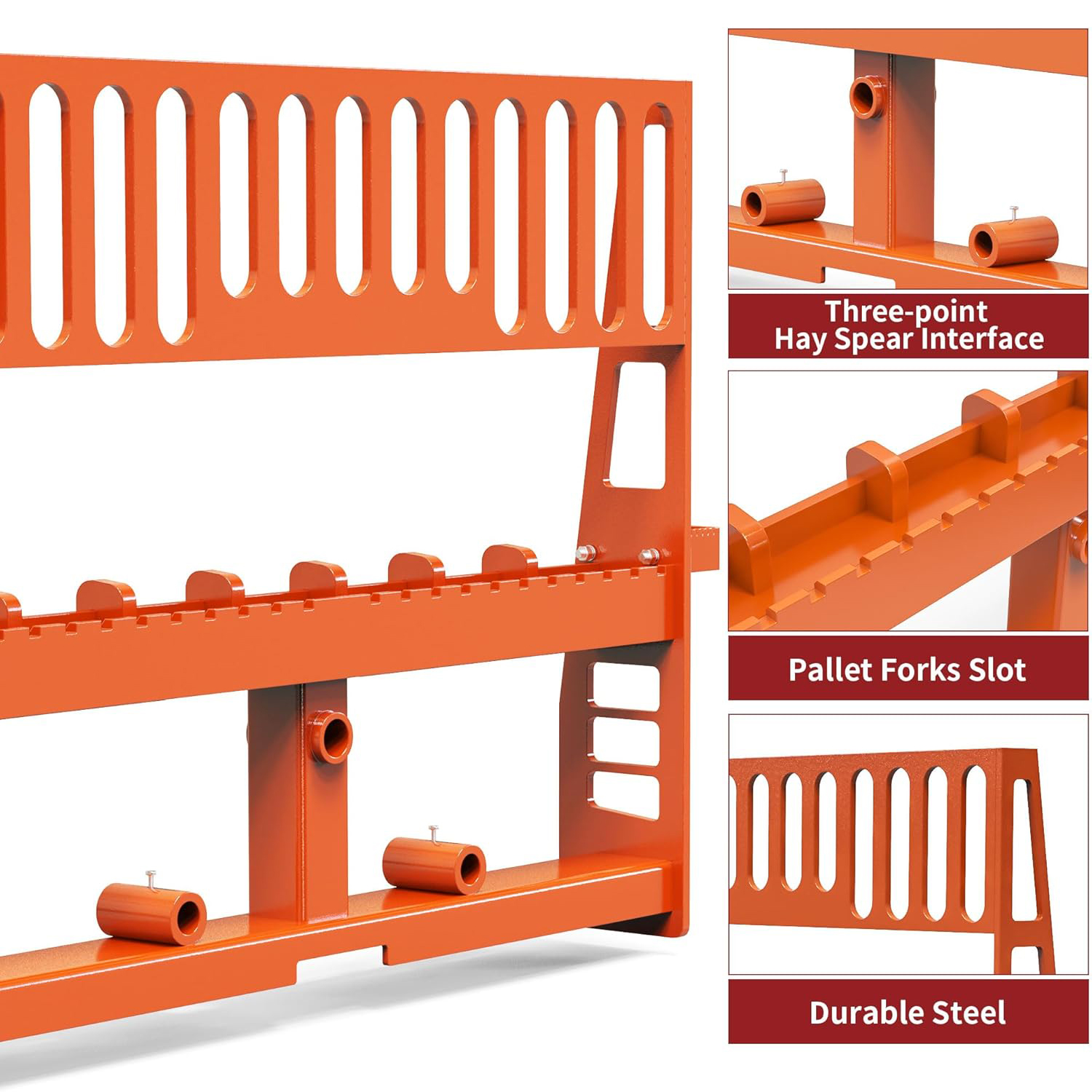 Side view of 4000LB Skid Steer Pallet Fork Attachment with 48" Blades | Quick Tach | YITAMOTOR