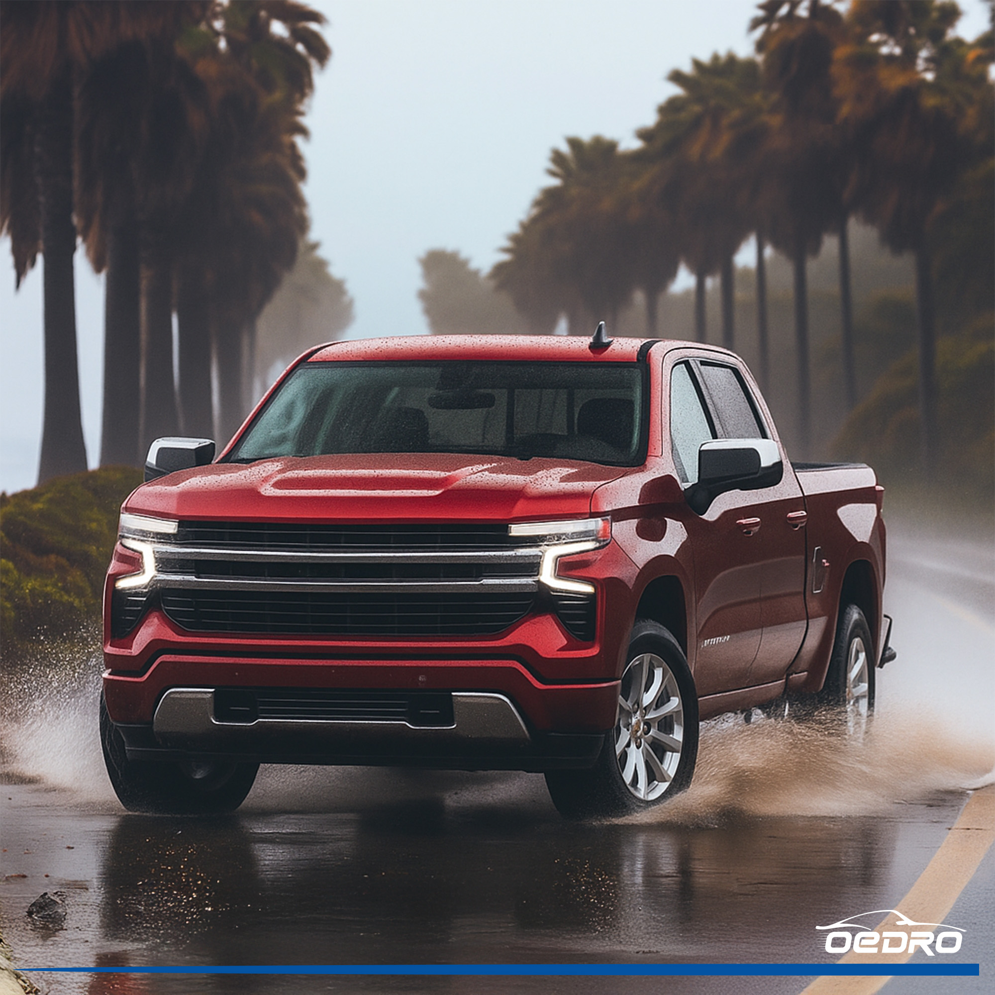 Side view of OEDRO Soft Tri-Fold Tonneau Cover Fit for 2019-2026  Chevy Silverado 1500 / GMC Sierra 1500 New Body Style, Designed to Accommodate Fleetside 6.6ft