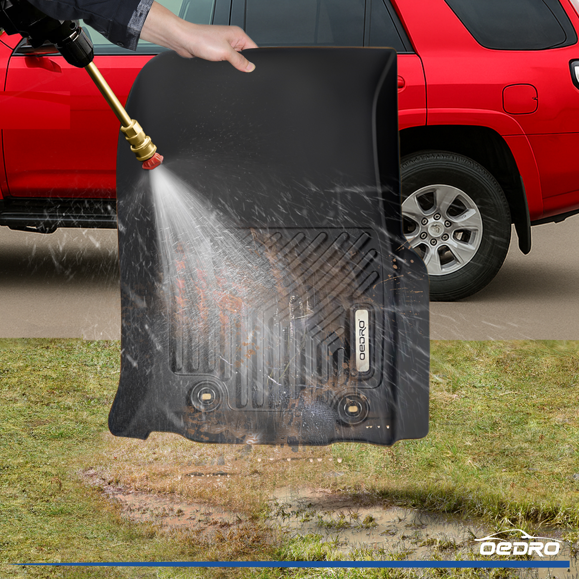 Side view of OEDRO Floor Mats for 2013-2024 Toyota 4Runner, Includes 1st and 2nd 3rd Row Full Set Liners