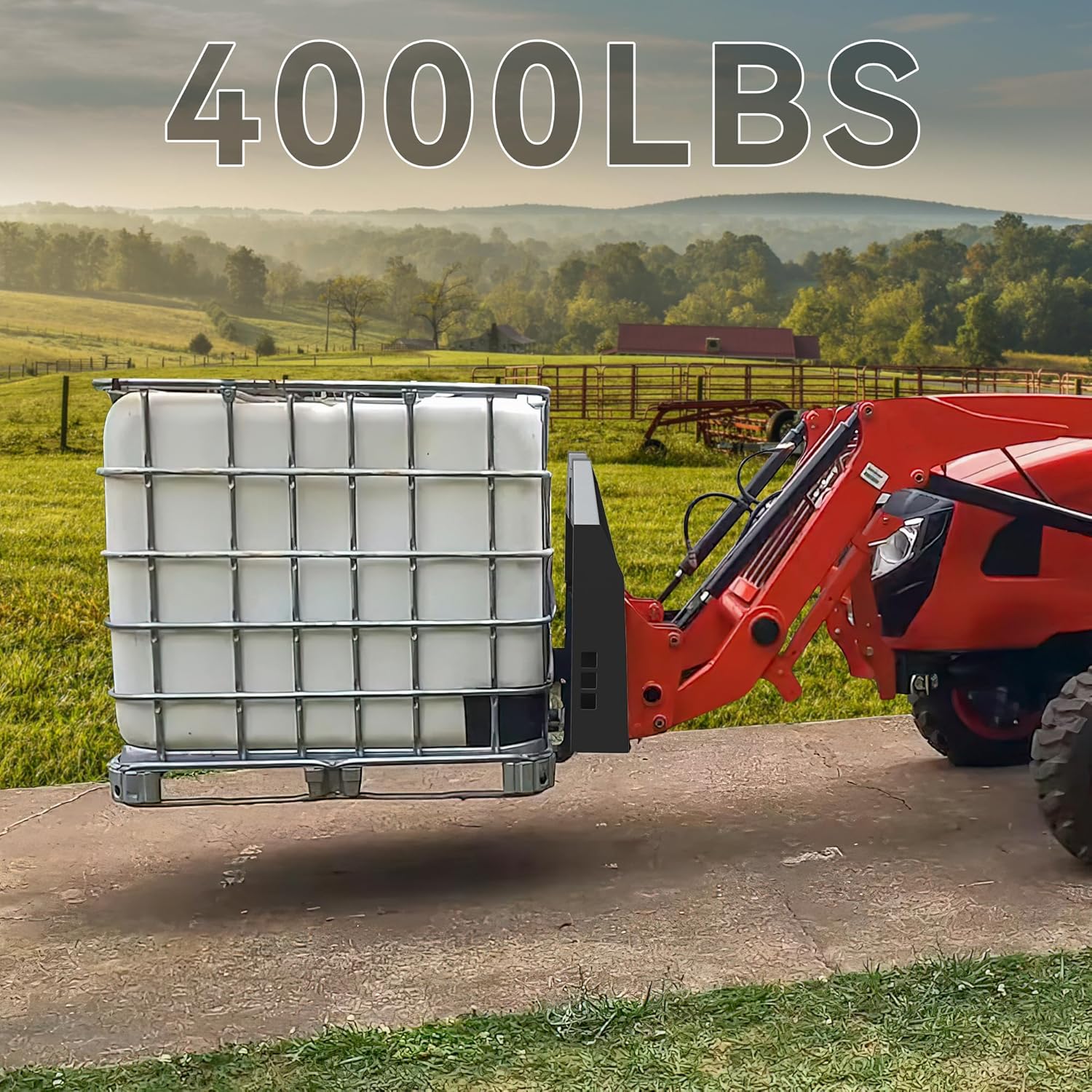 Side view of YITAMOR 45" Pallet Fork Frame - 48" 4000lb Forks | Fits Kubota/Bobcat QA
