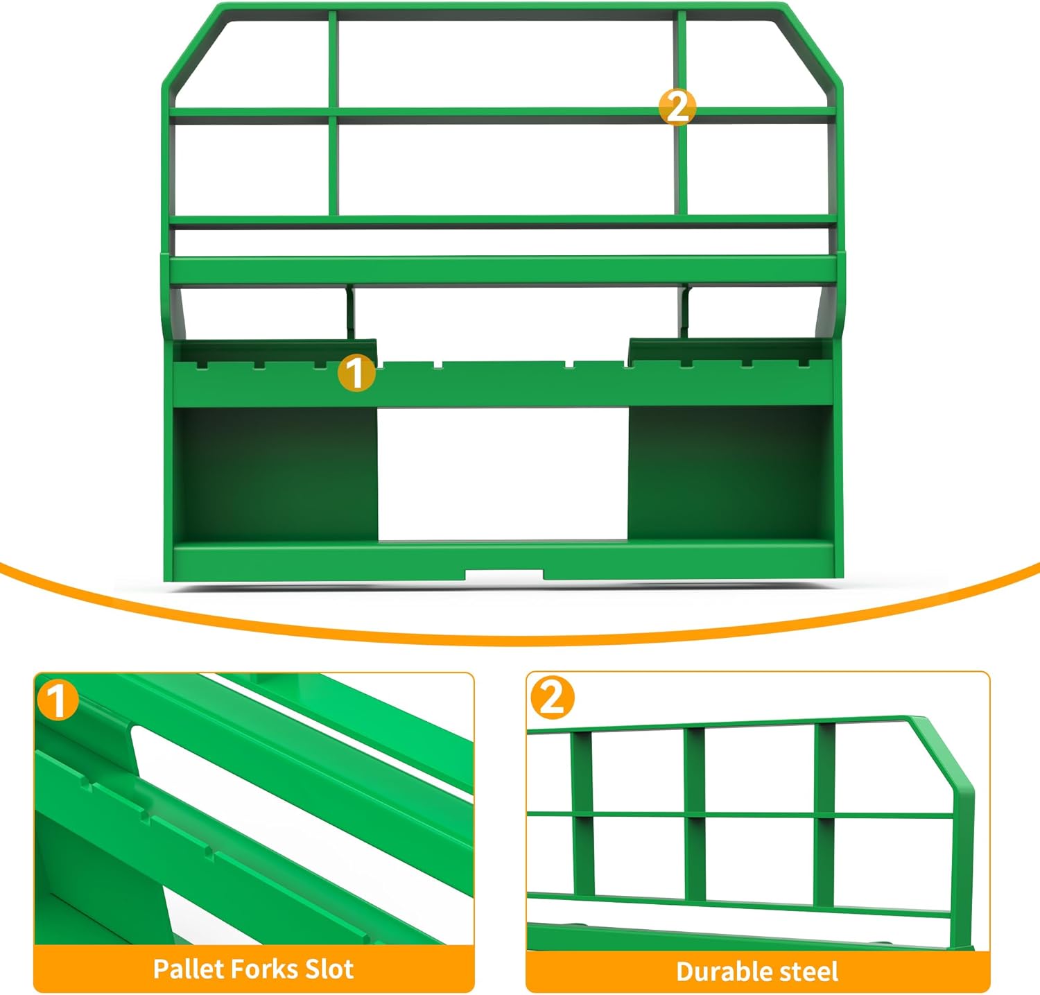 Side view of YITAMOR 4000lb Skid Steer Pallet Forks - 45" Frame & 48" Blades | Fits Bobcat/Kubota